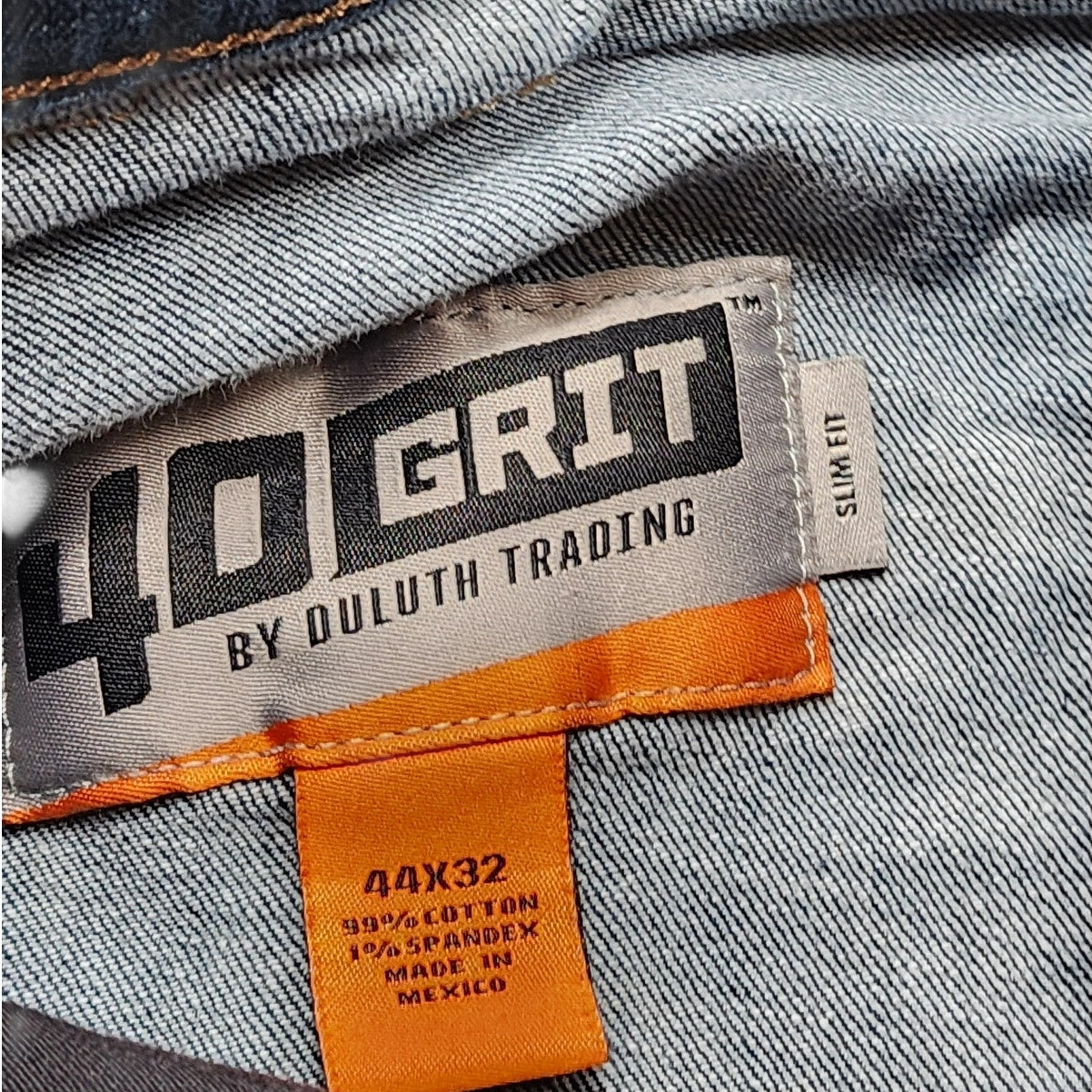 Duluth Trading 40 Grit Work Jeans Men 44x32 Slim Fit Carpenter Denim Pant Rugged