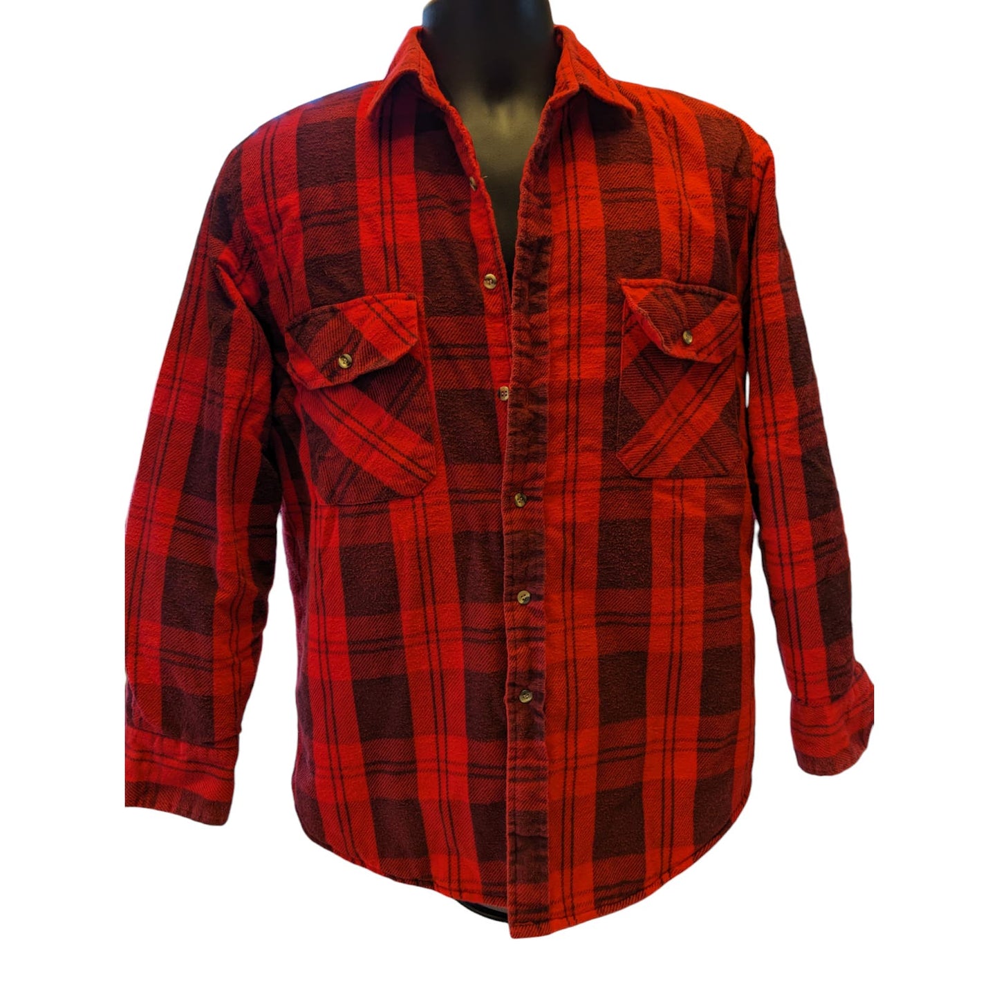 Vintage Hunters Lane Flannel Shirt Mens Medium Plaid Lumberjack Outdoor Rugged