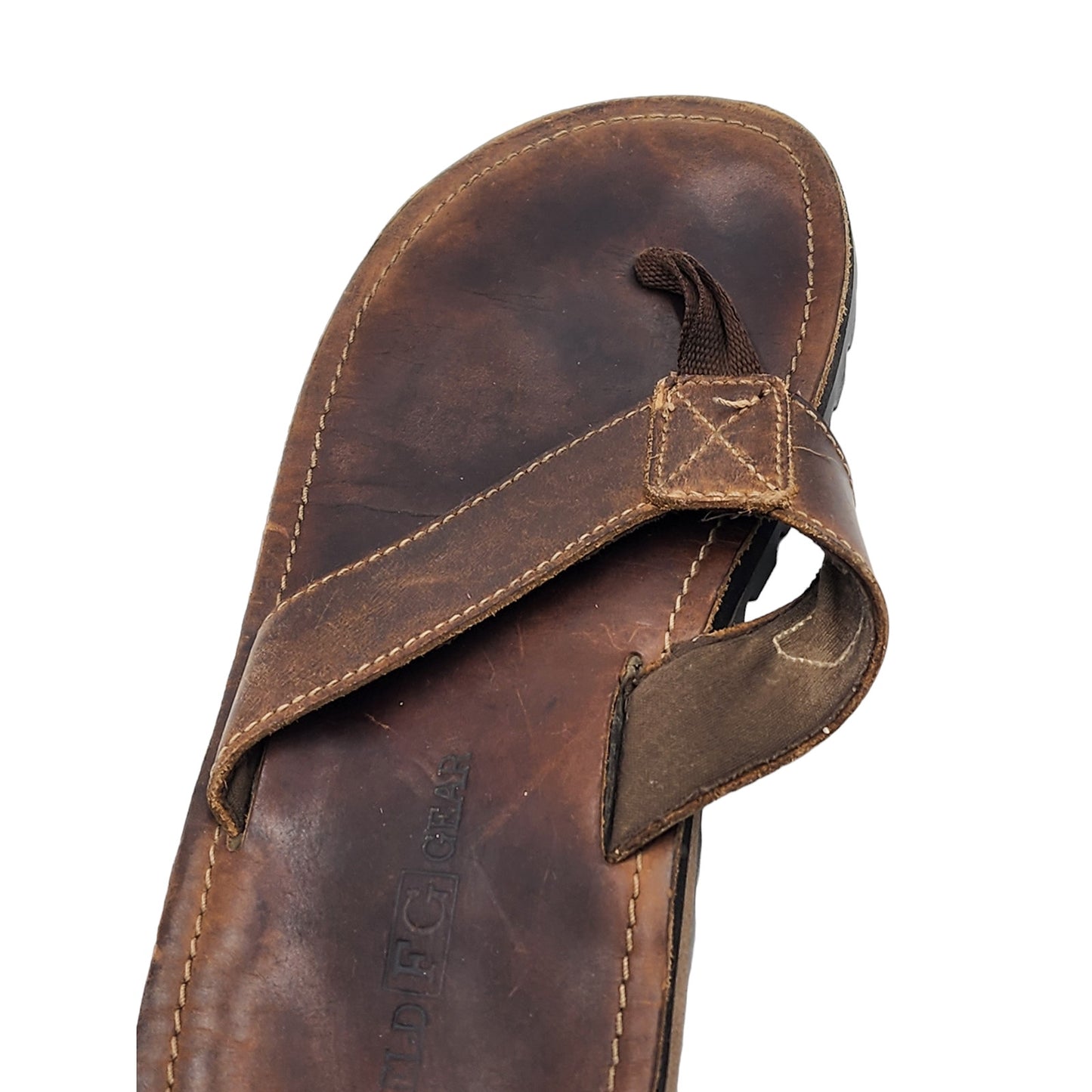 Field Gear Sandals Men 9 Brown Leather FlipFlop Outdoor Adventure Vacation Beach
