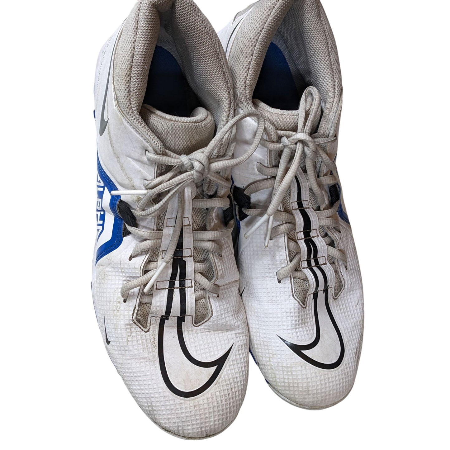 Nike Alpha Shoes Fastflex Cleats Mens 12 White Blue CV0582-101 Turf Football