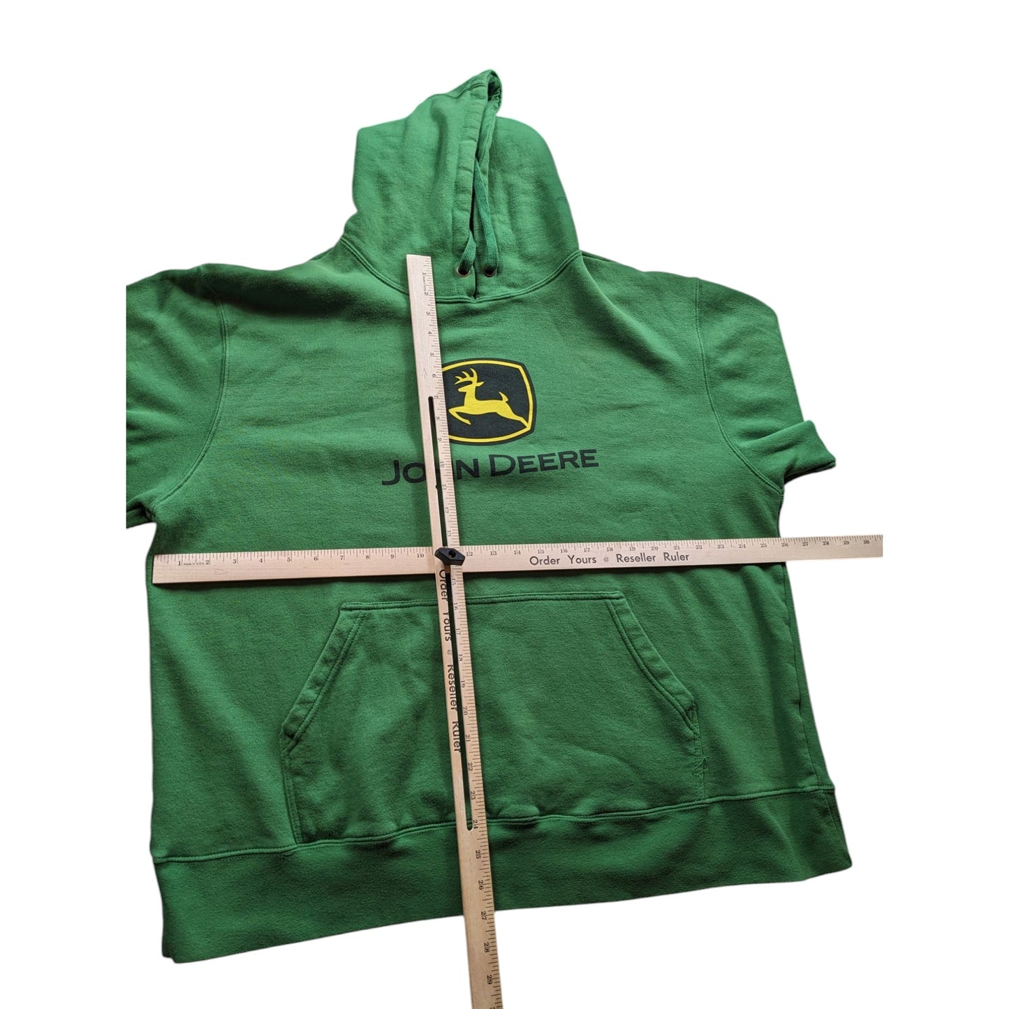 John Deere Hoodie Men XXL Green Pullover Sweatshirt Logo Graphic Kangaroo Pocket