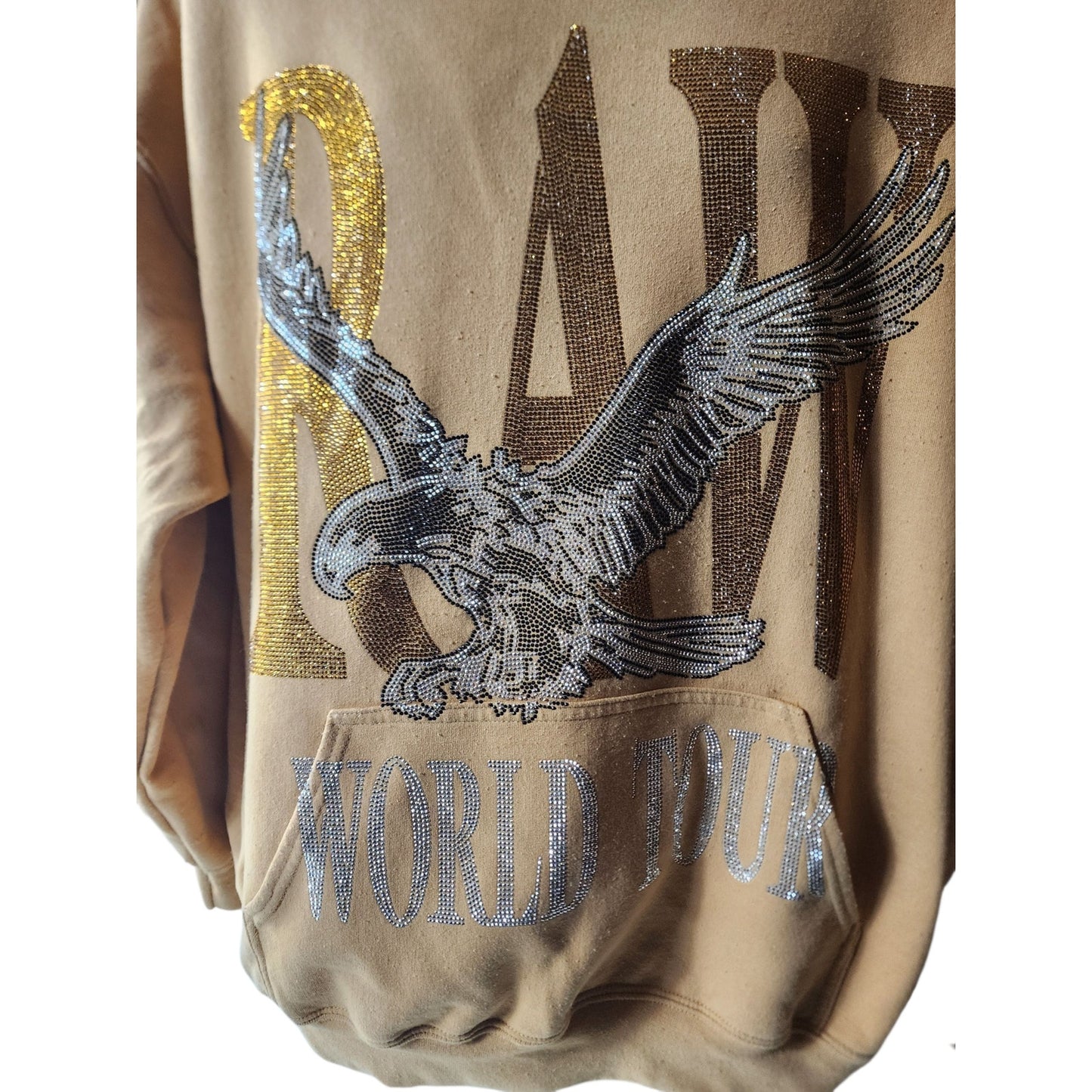 Rawyalty RAW World Tour Hoodie Mens XL Eagle Graphic Rhinestone USA Sweatshirt
