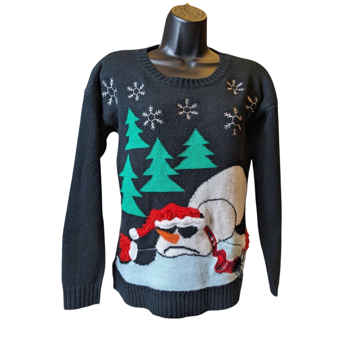 United States Sweaters Ugly Christmas Women Small Funny Snowman Holiday Pullover