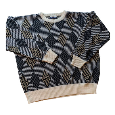 Vintage S.Wm Casuals Sweater Mens XL Geometric Knit Pullover Acrylic Retro