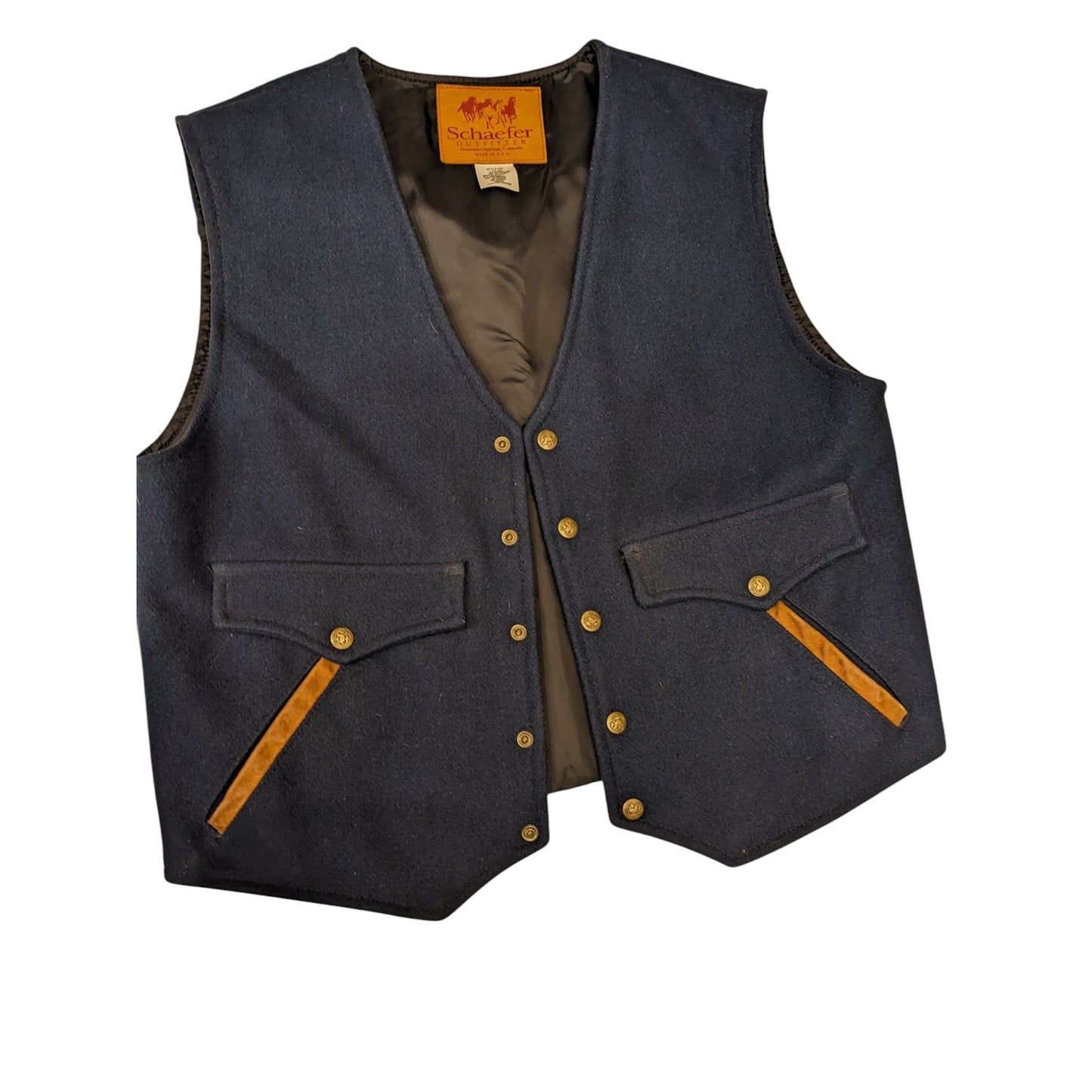 Schaefer Outfitter Wool Western Vest Mens Large USA Made Cowboy Ranch Americana