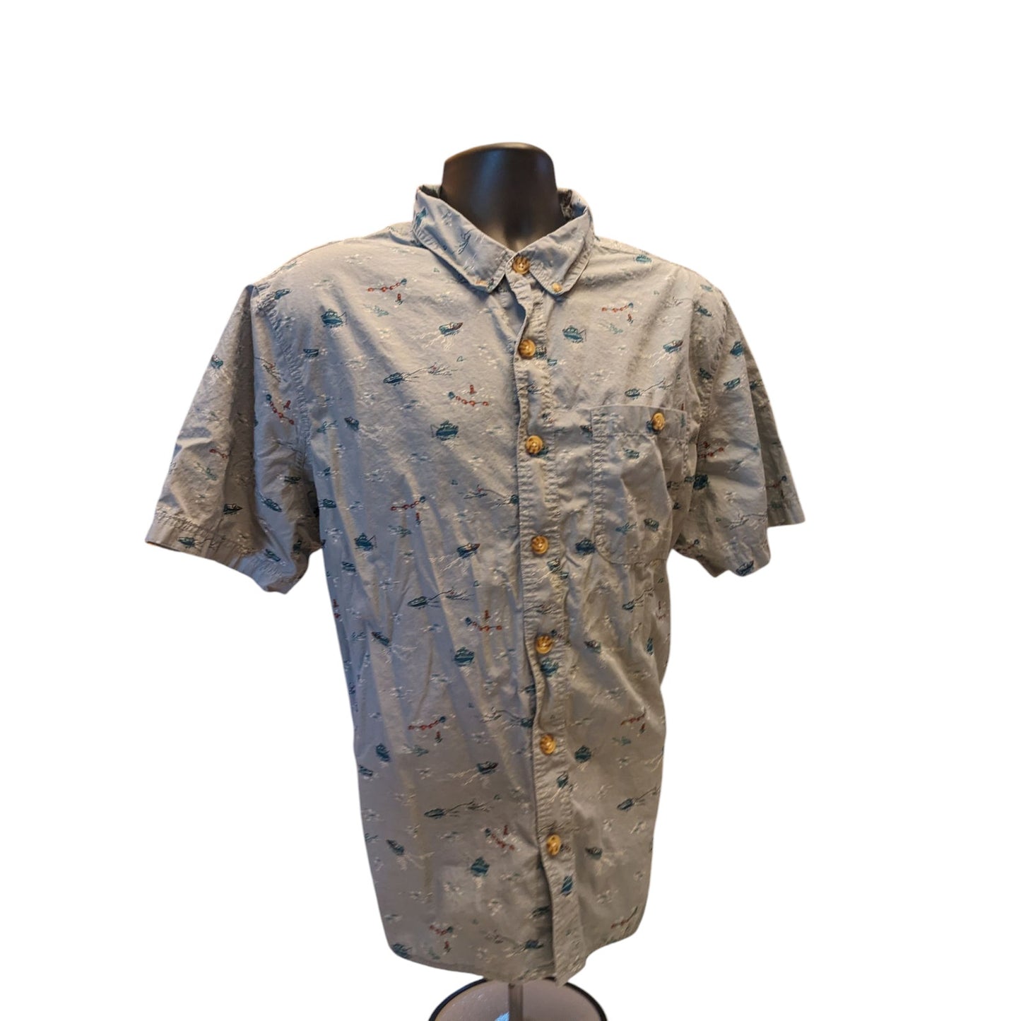 Duluth Trading Untucked Shirt Mens XL Short Sleeve Slim Fit Fishing Boat Summer