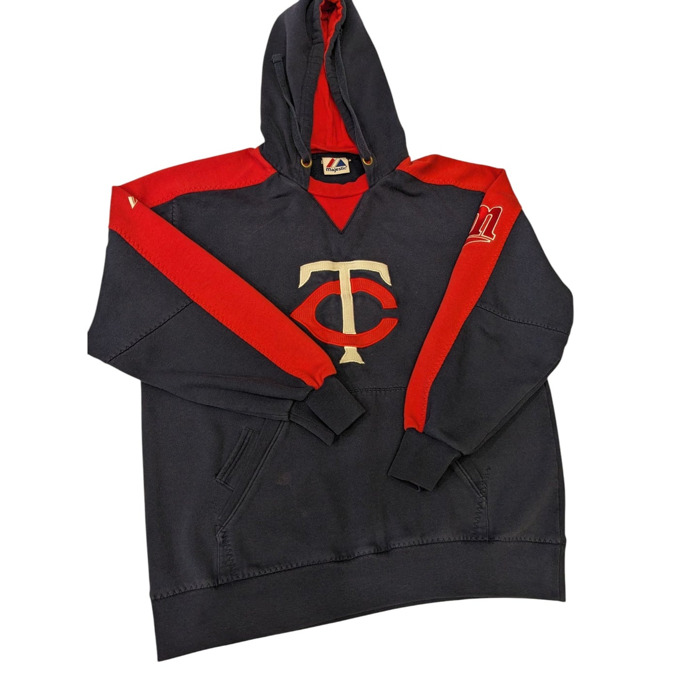 Majestic Minnesota Twins Hoodie Men Large Pullover Sweatshirt Vintage Kangaroo