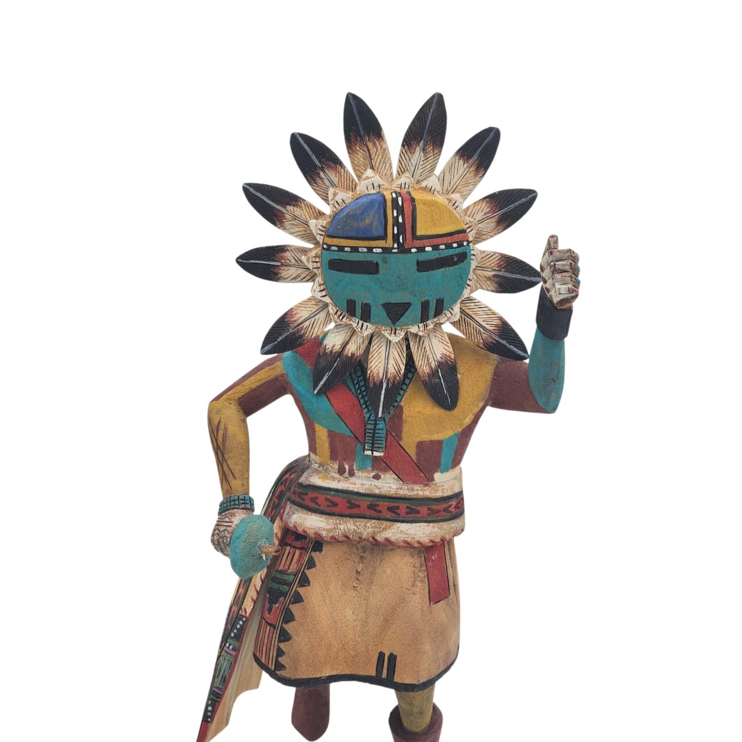 Kachina Tawa Sun Signed R Duwyenie Native American Southwest Art Hand Carved 12"