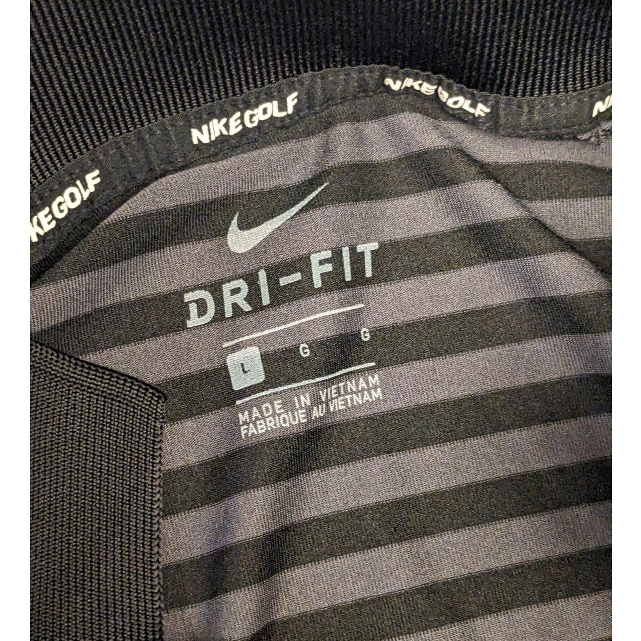 Nike Golf Dri Fit Polo Shirt Men Large Stripe Performance Short Sleeve Perform
