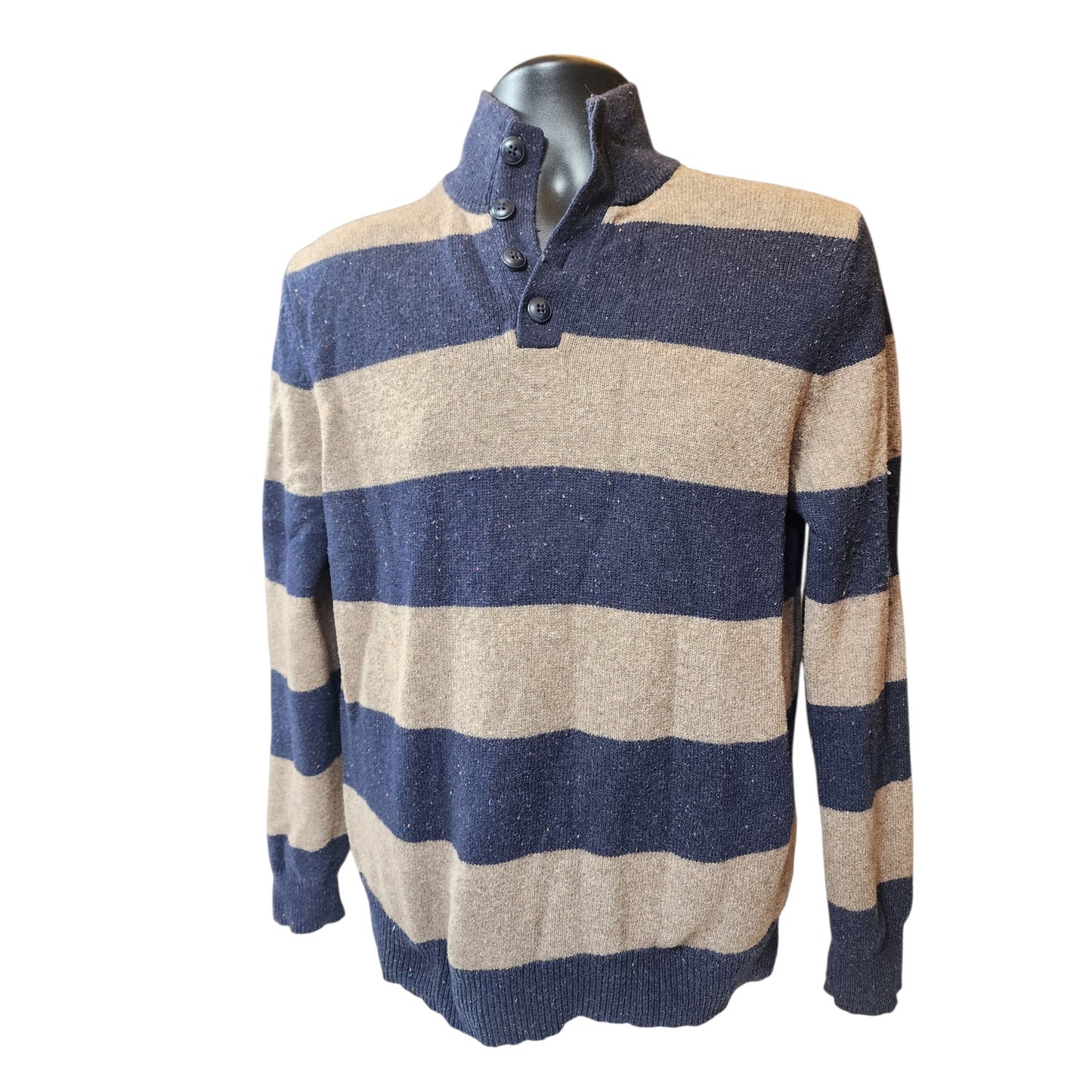 Grayson & Dunn Sweater Small Slim Medium Henley Pullover Wool Blend Button Neck