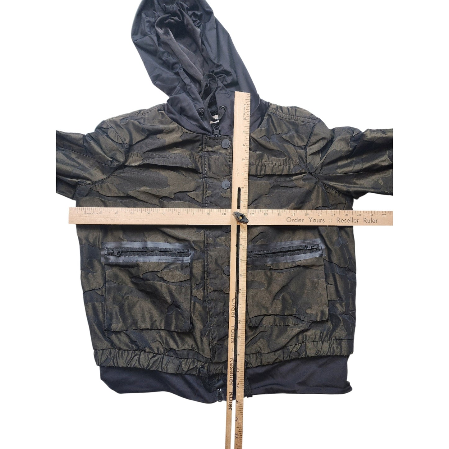 Blanc Noir Jacket Womens Small Skyfall Hooded Aviator Camo Zip Up Windbreaker