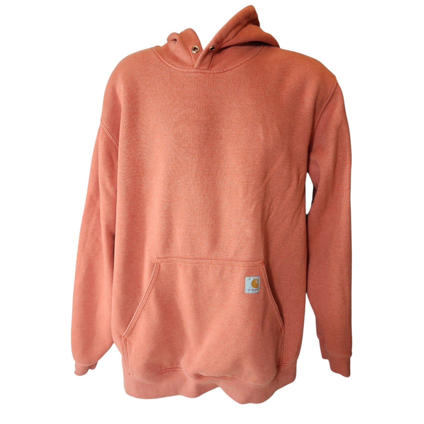 Carhartt Hoodie Mens XL Loose Fit Logo Sleeve Sweatshirt Rust Orange Pullover