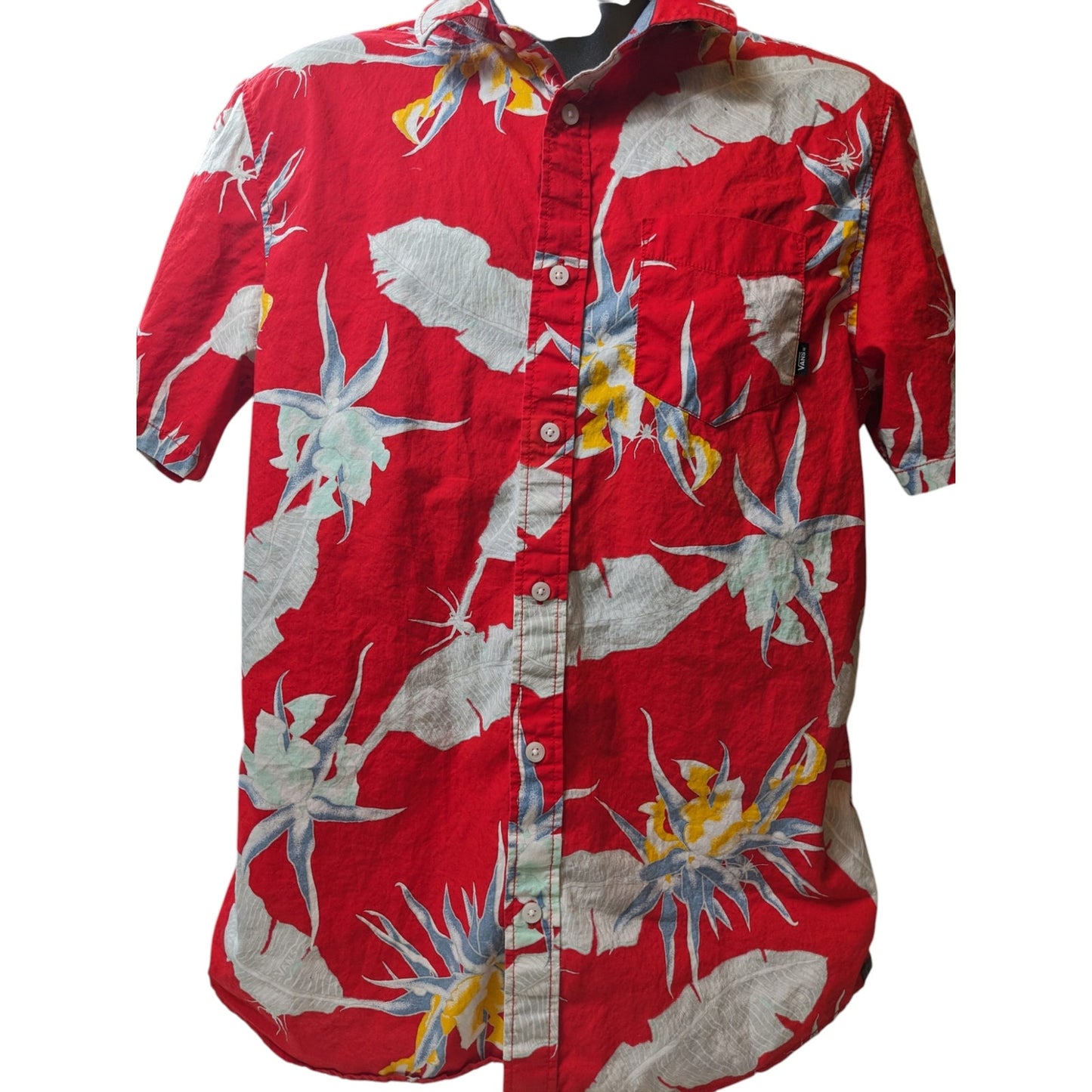 VANS Off the Wall Hawaiian Camp Shirt Mens Medium Tropical Floral Button Y2K