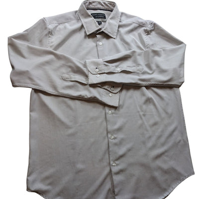 Report Collection Dress Shirt Men Large Slim 16.5 34/35 Stretch X4 Long Sleeve
