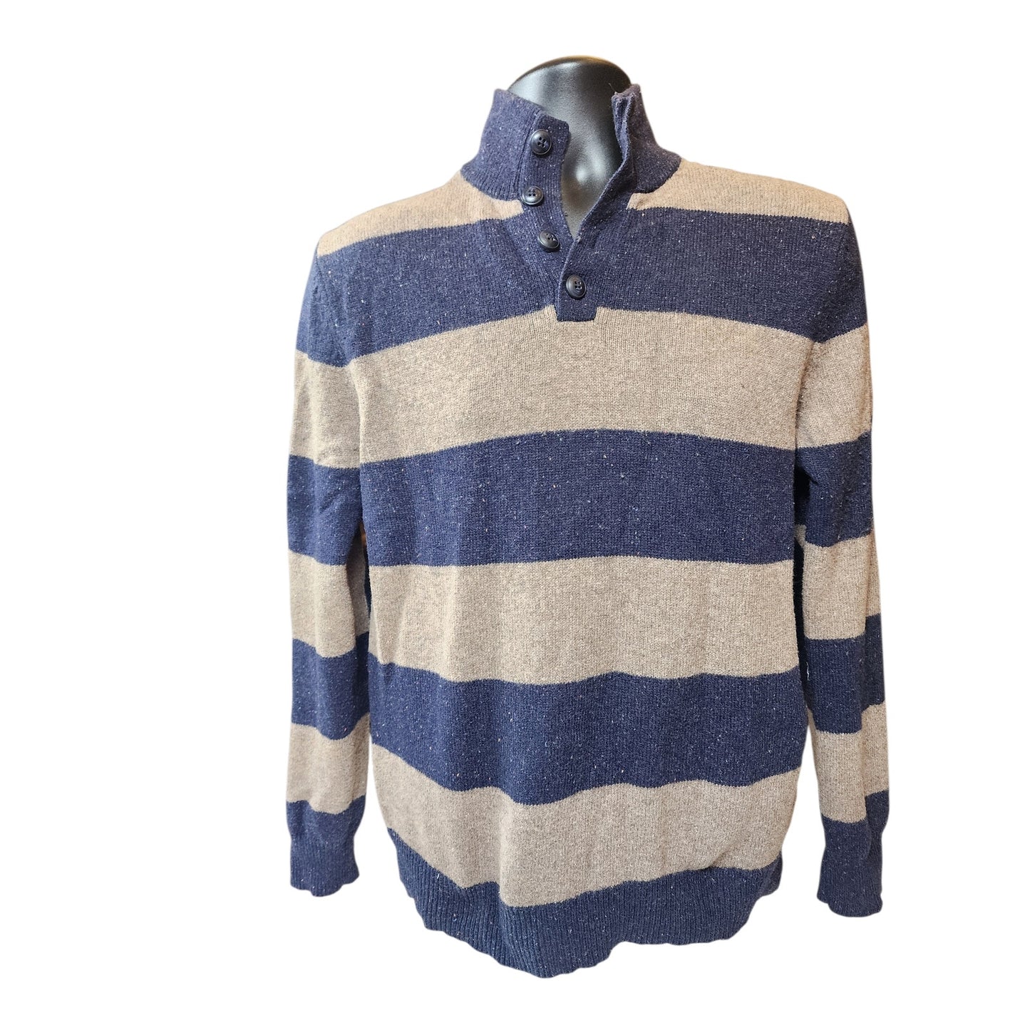 Grayson & Dunn Sweater Small Slim Medium Henley Pullover Wool Blend Button Neck