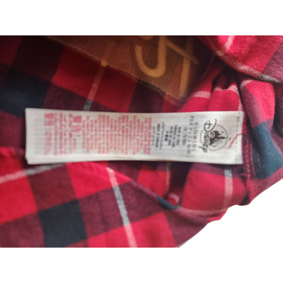 Disney Mickey Plaid Flannel Shirt Large Seasons Greeting Holiday Lodge Christmas