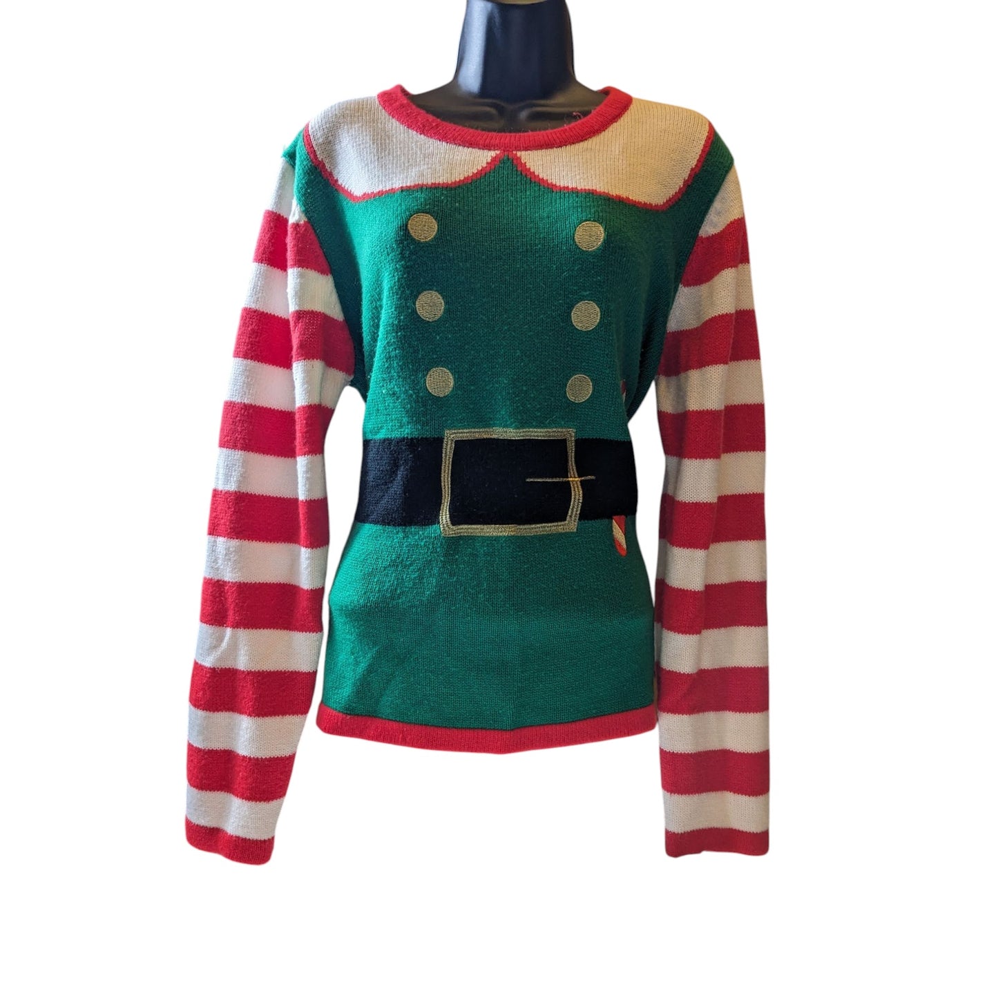 Holiday Time Elf Costume Sweater Womens XL Long Sleeve Xmas Party Ugly Christmas
