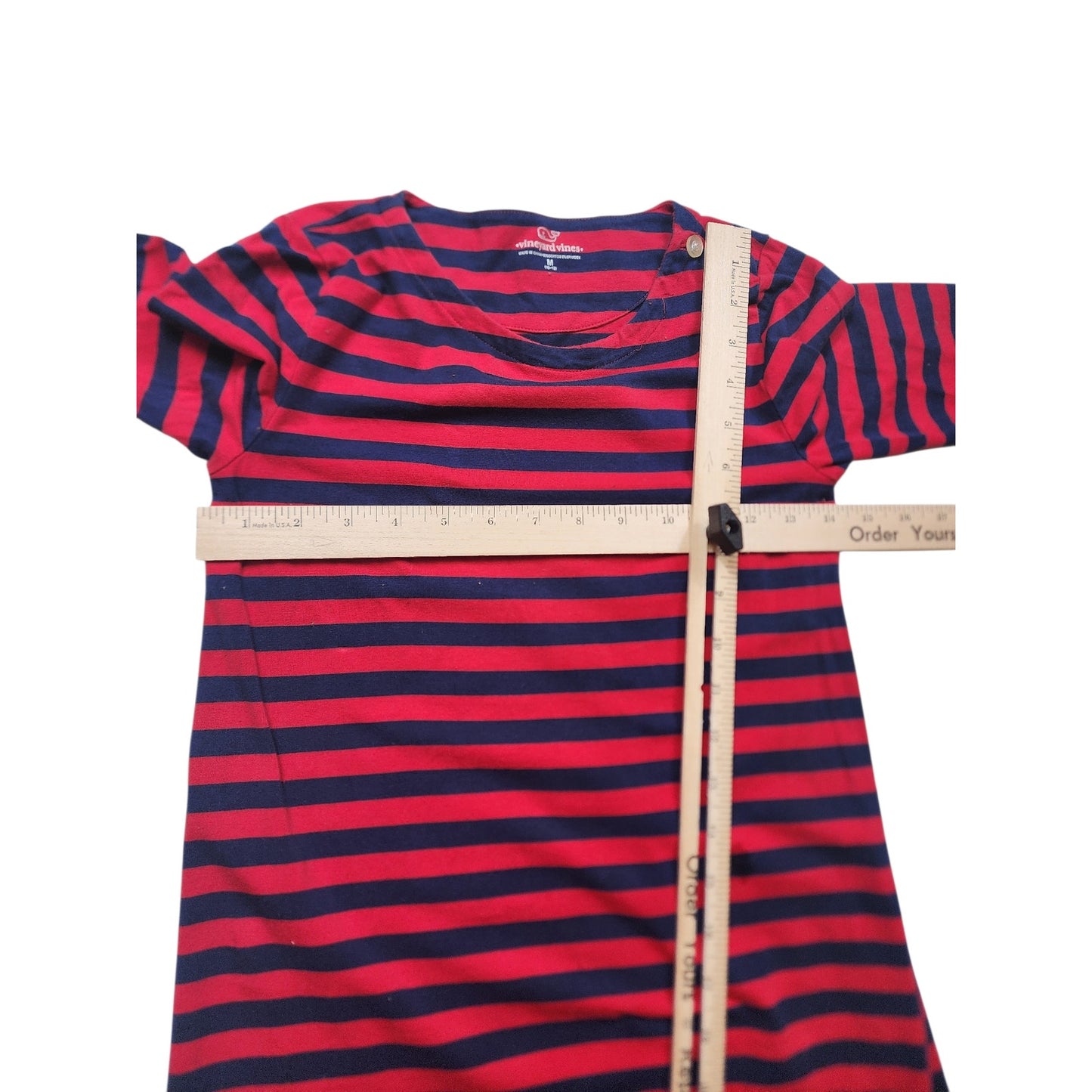 Vineyard Vines Girl Stripe Dress Medium Long Sleeve Cotton Spandex Preppy School