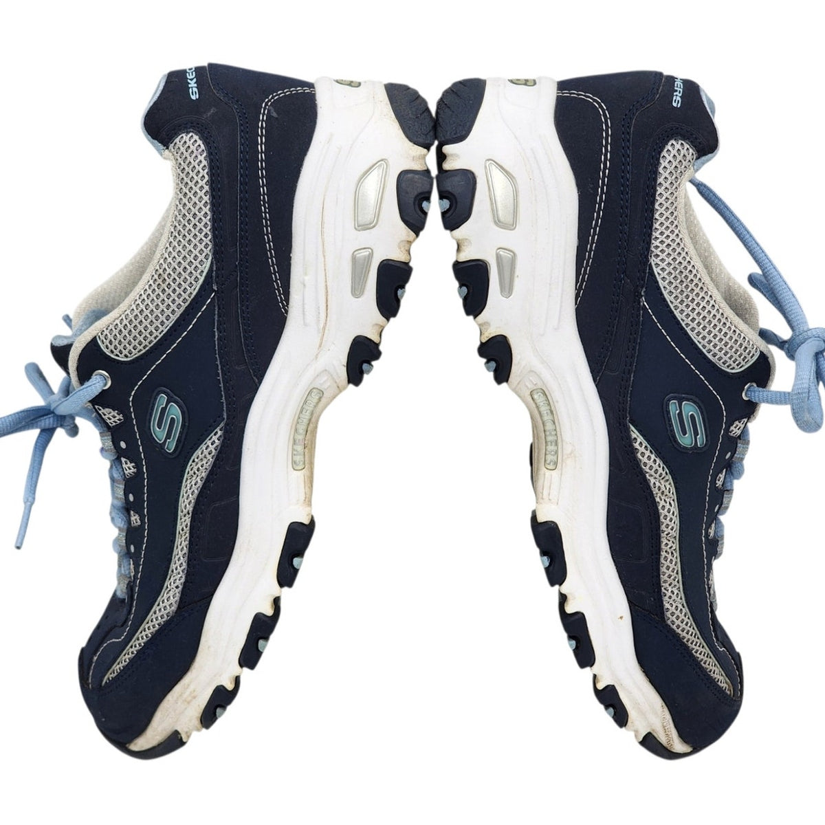 Skechers D'Lites Womens 9.5 Chunky Sneakers Lace Trail Walking Athletic Gorpcore