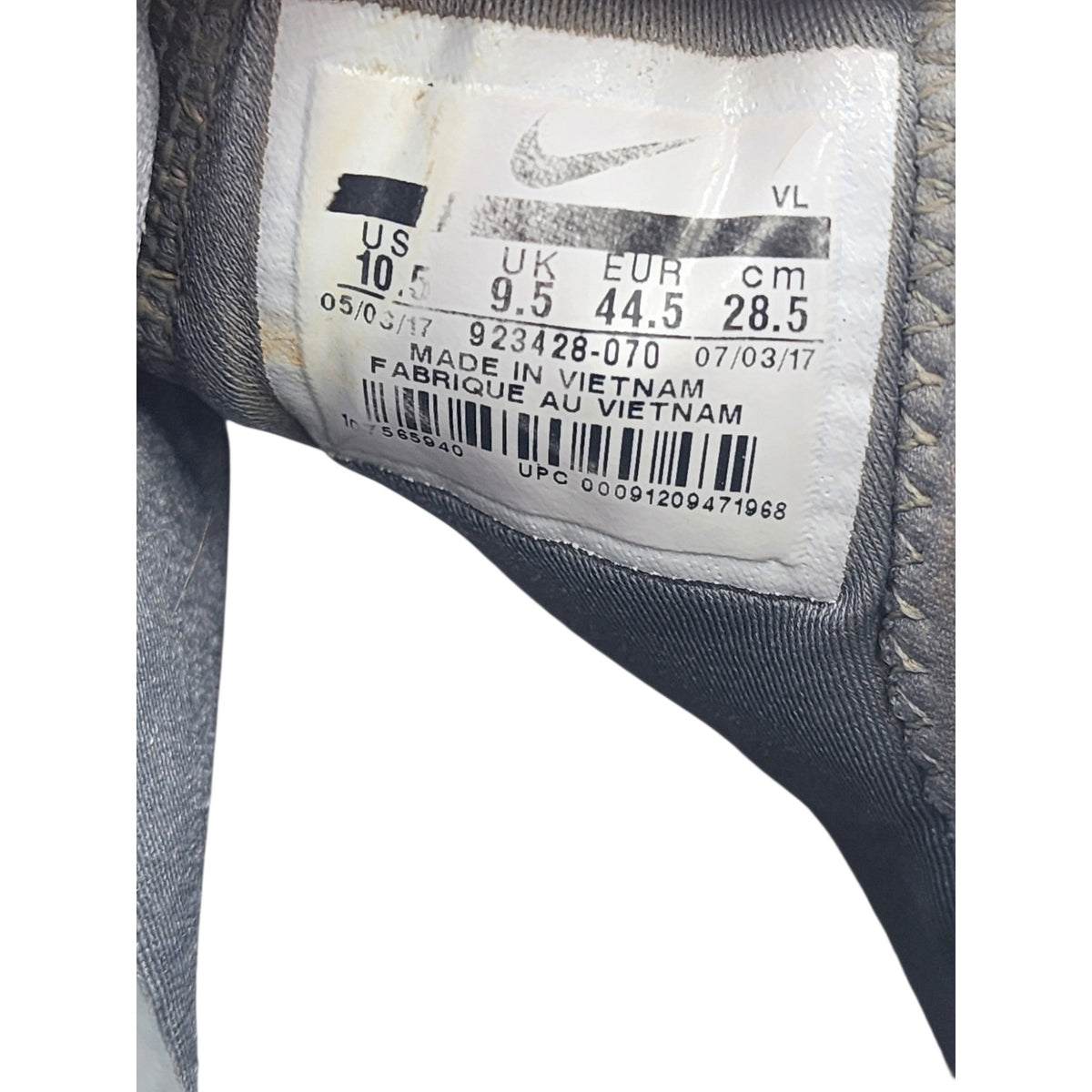 Nike Huarache Baseball Cleats 10.5 Gray Gold Metal Spikes High Top 923428-070