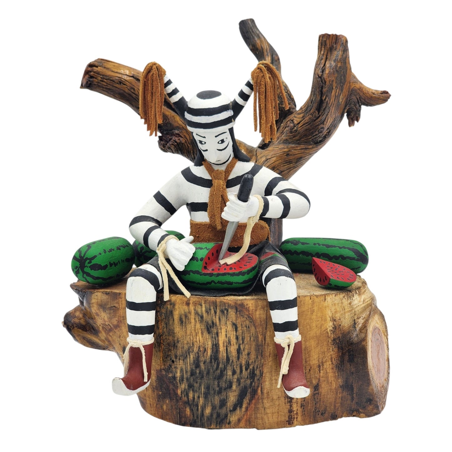 Kachina Southwestern Native American Style Koshare Clown Watermelon Wood Carving