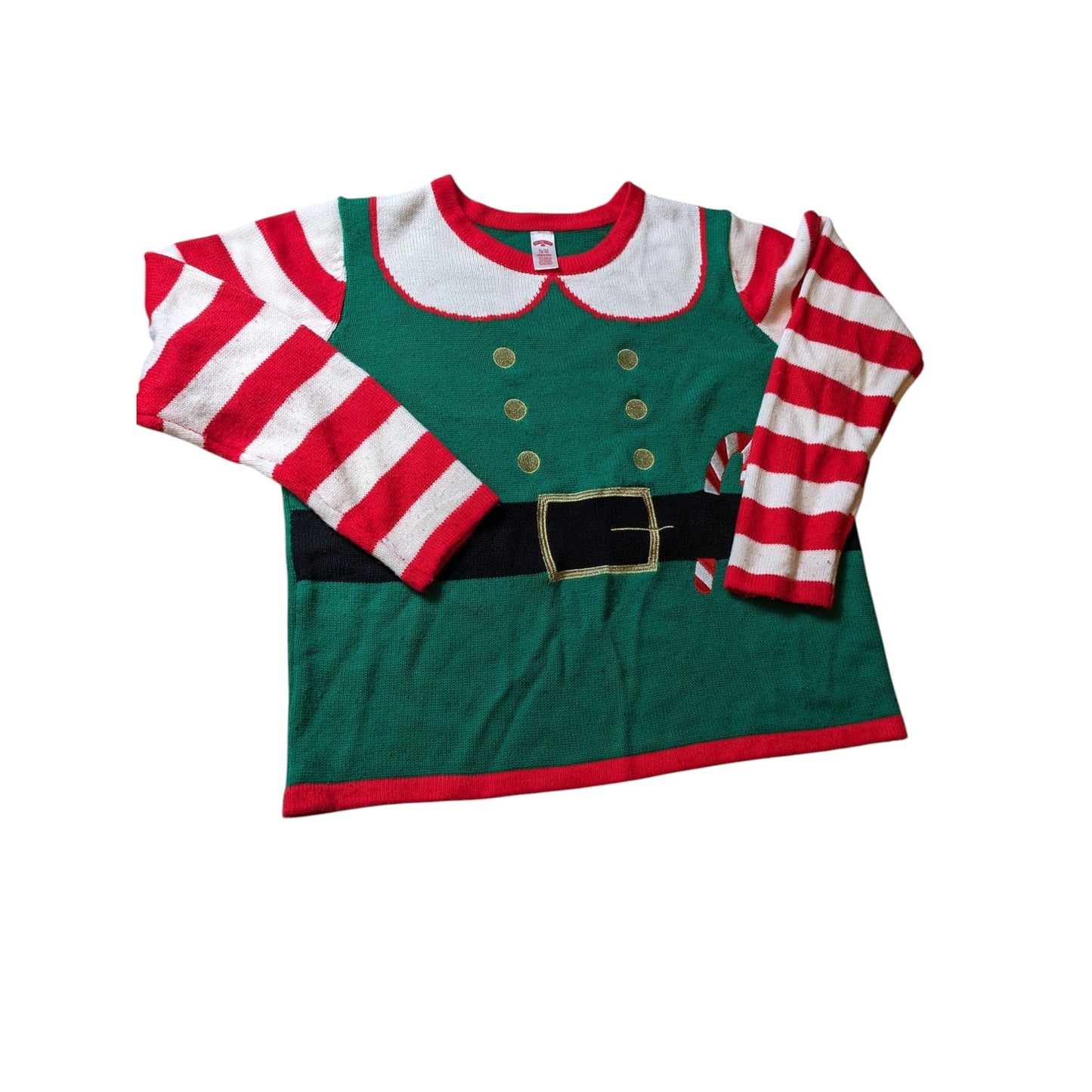 Holiday Time Elf Costume Sweater Womens XL Long Sleeve Xmas Party Ugly Christmas