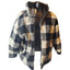 Buffalo Check Sherpa Fleece Jacket Large Black White Plaid Zip Hooded Coat Cozy