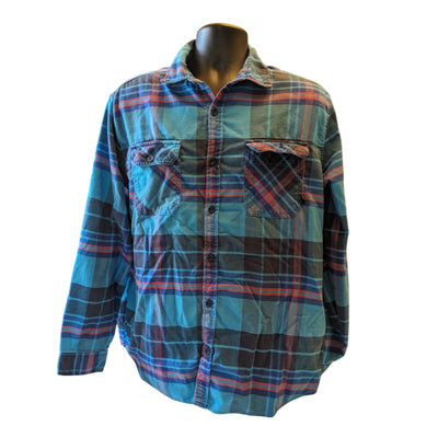 Burton Flannel Shirt Mens Large Plaid Button Up Long Sleeve Snowboarding Style