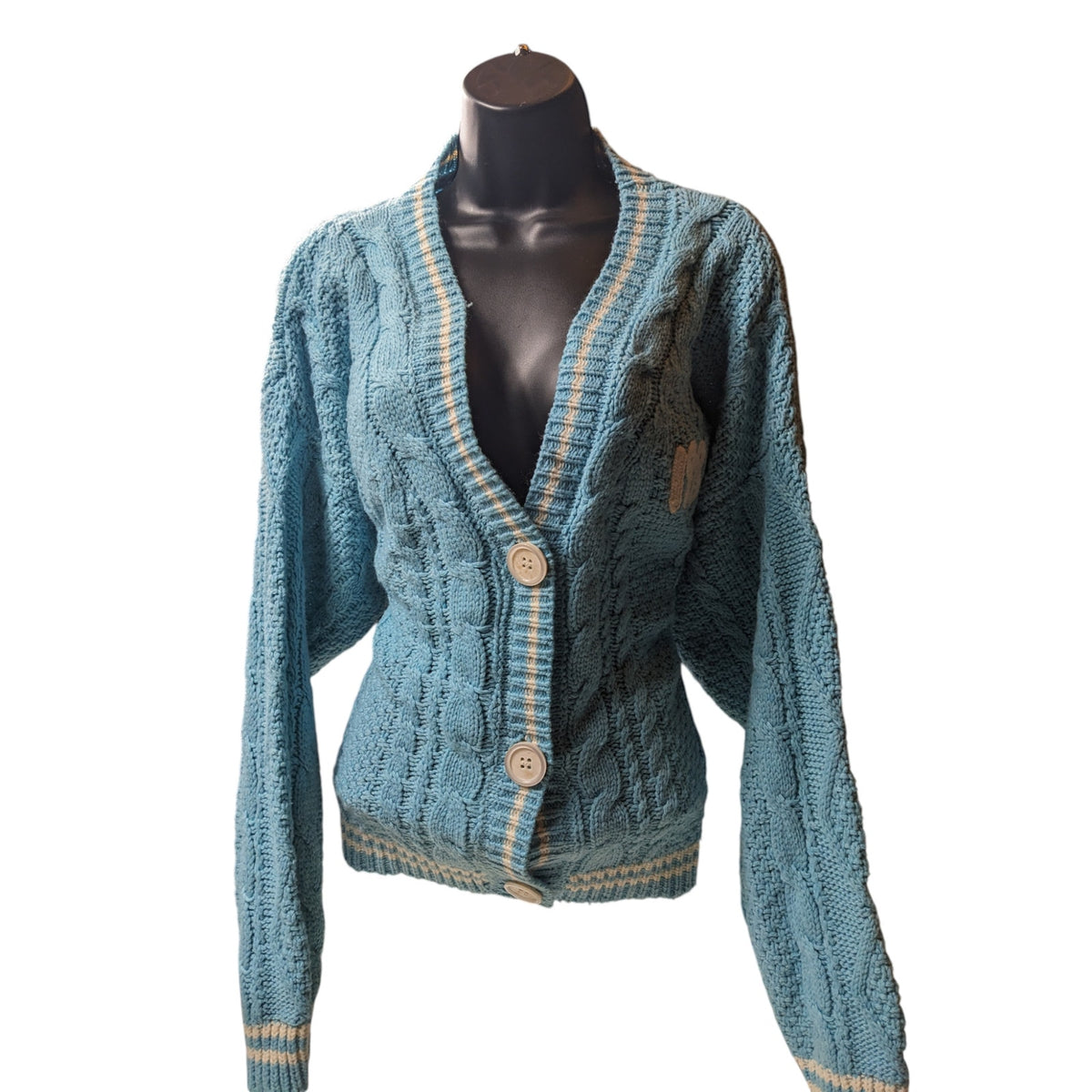 Taylor Swift 1989 Cardigan Womens Medium Large Blue Cable Knit Seagull Button