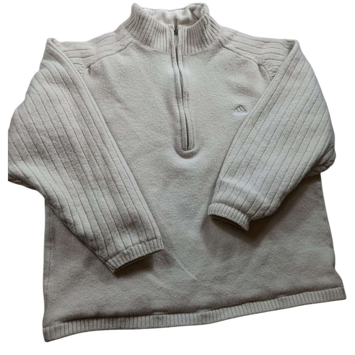 Adidas Fleece Sweater Mens Large Ribbed Knit Pullover Athleisure Sweatshirt Mesh