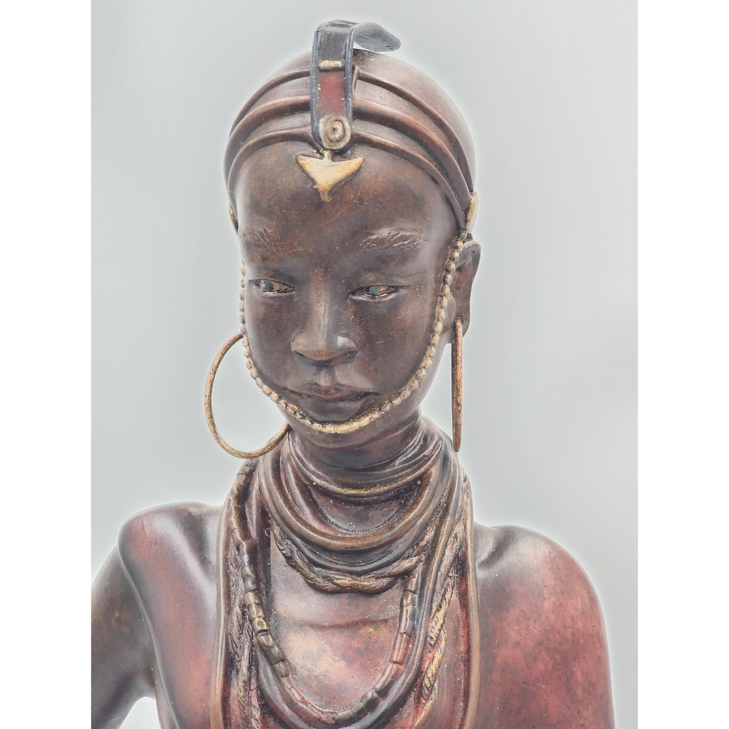 Stacy Bayne African Sculpture Village Life Jaha One Dignity Bronze Patina 21"
