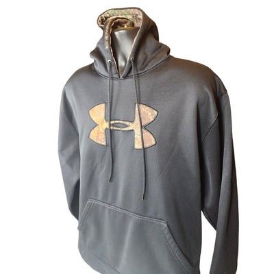 Under Armour Hoodie XL Camo Logo Loose Fit Storm Pullover Sweatshirt Gorpcore
