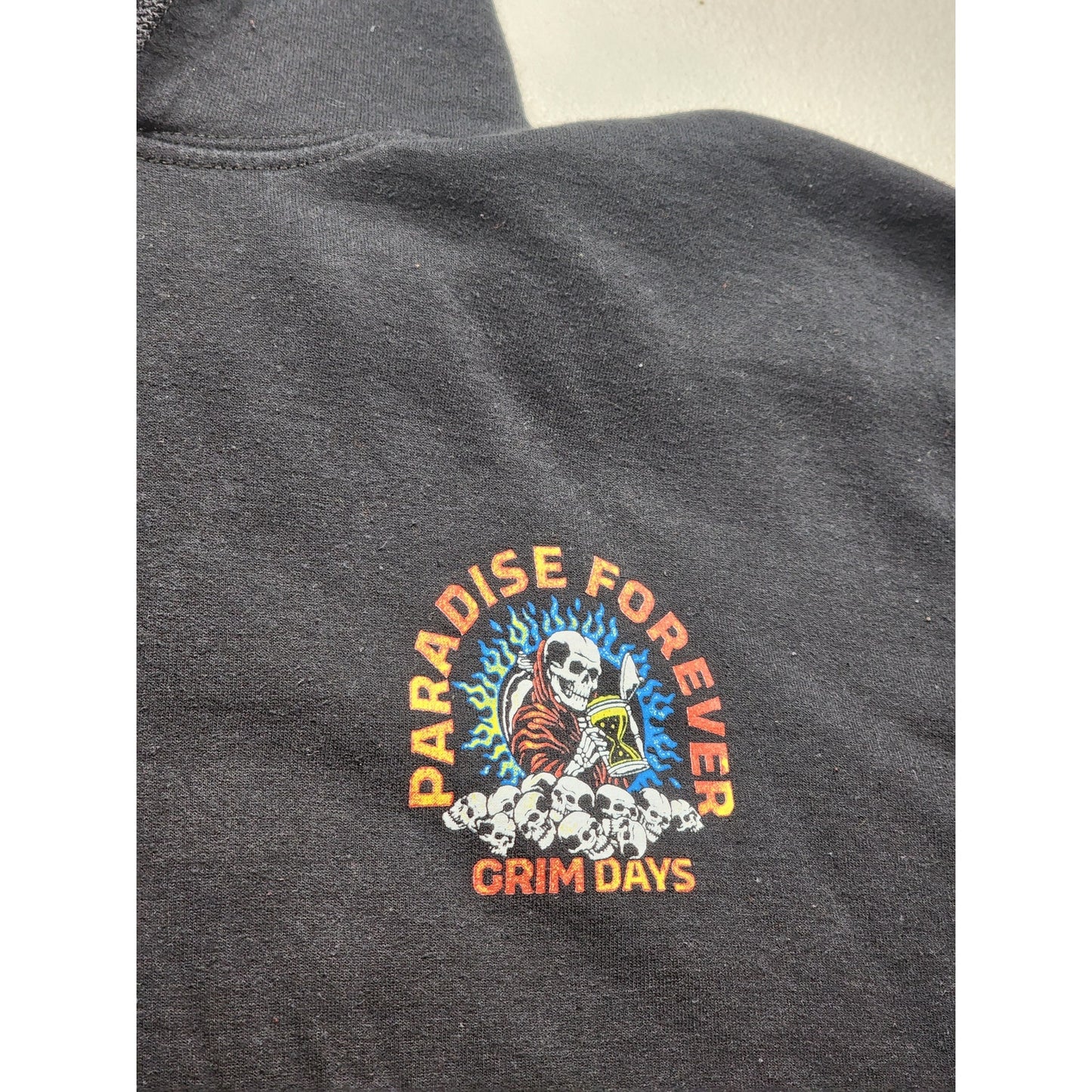 Grim Days Hoodie Men XL Graphic Skull GrimReaper Sweatshirt Paradise Forever Y2K