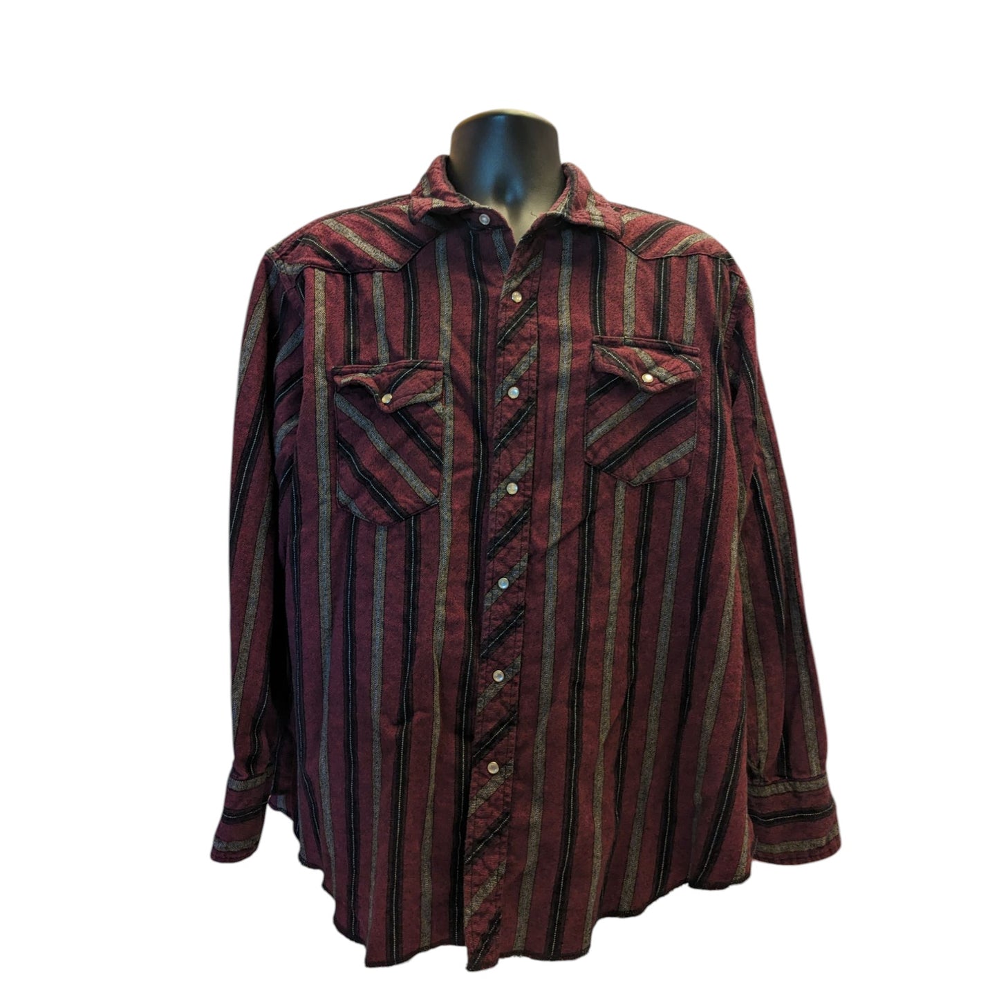 Wrangler Western Pearl Snap Shirt Mens XXL Long Sleeve Burgundy Cowboy Rodeo