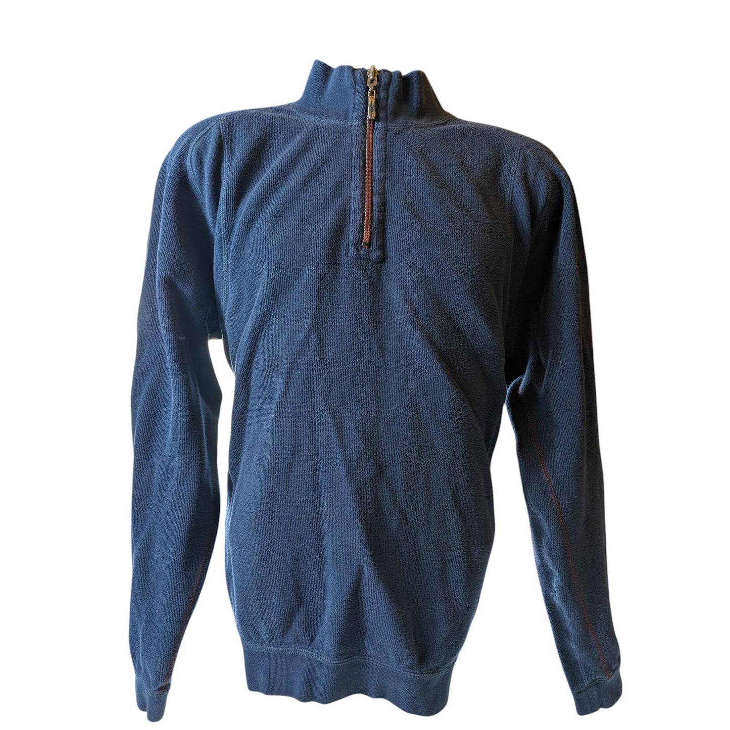 Tommy Bahama Pullover Sweatshirt Mens Large Zip Navy Blue Fleece Preppy Warm