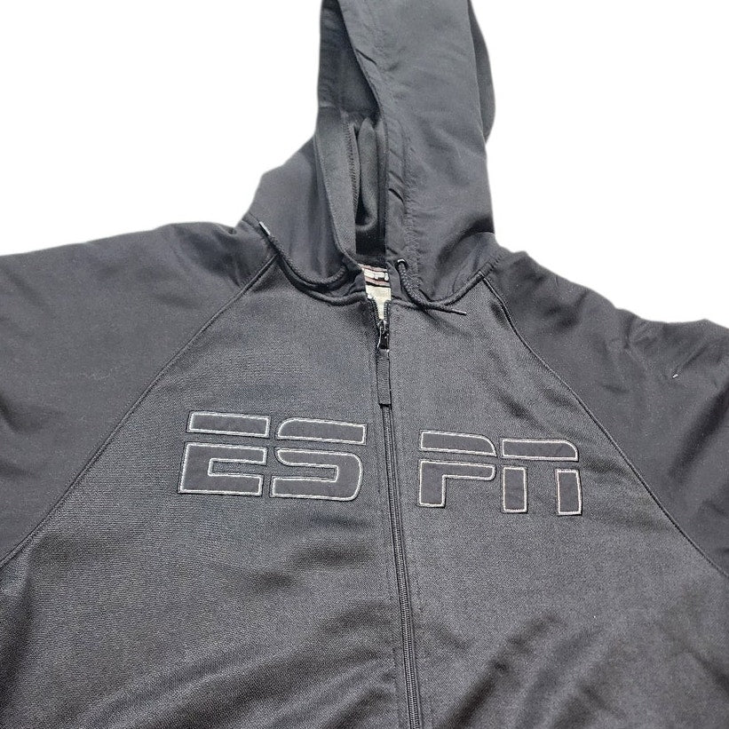 ESPN Hoodie Sweatshirt Mens Large Full Zip Athletic Jacket Gym Kangaroo Pockets