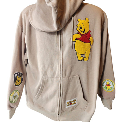 Disney Winnie the Pooh Fleece Hoodie Jacket Large Zip Up Freeze Embroidered Y2K
