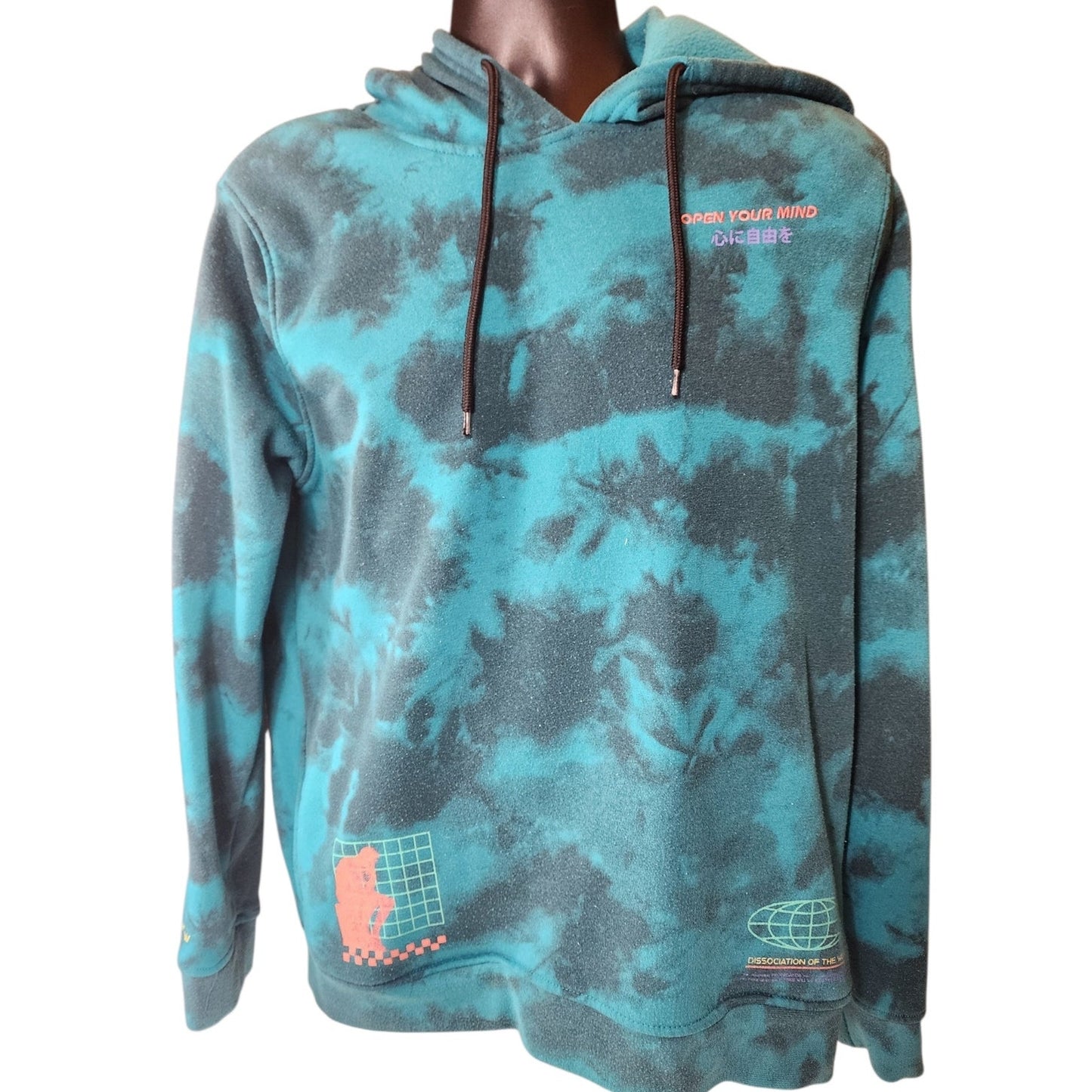 Brooklyn Cloth Hoodie Men Medium Women Large Tie Dye Graphic Open Your Mind Tech