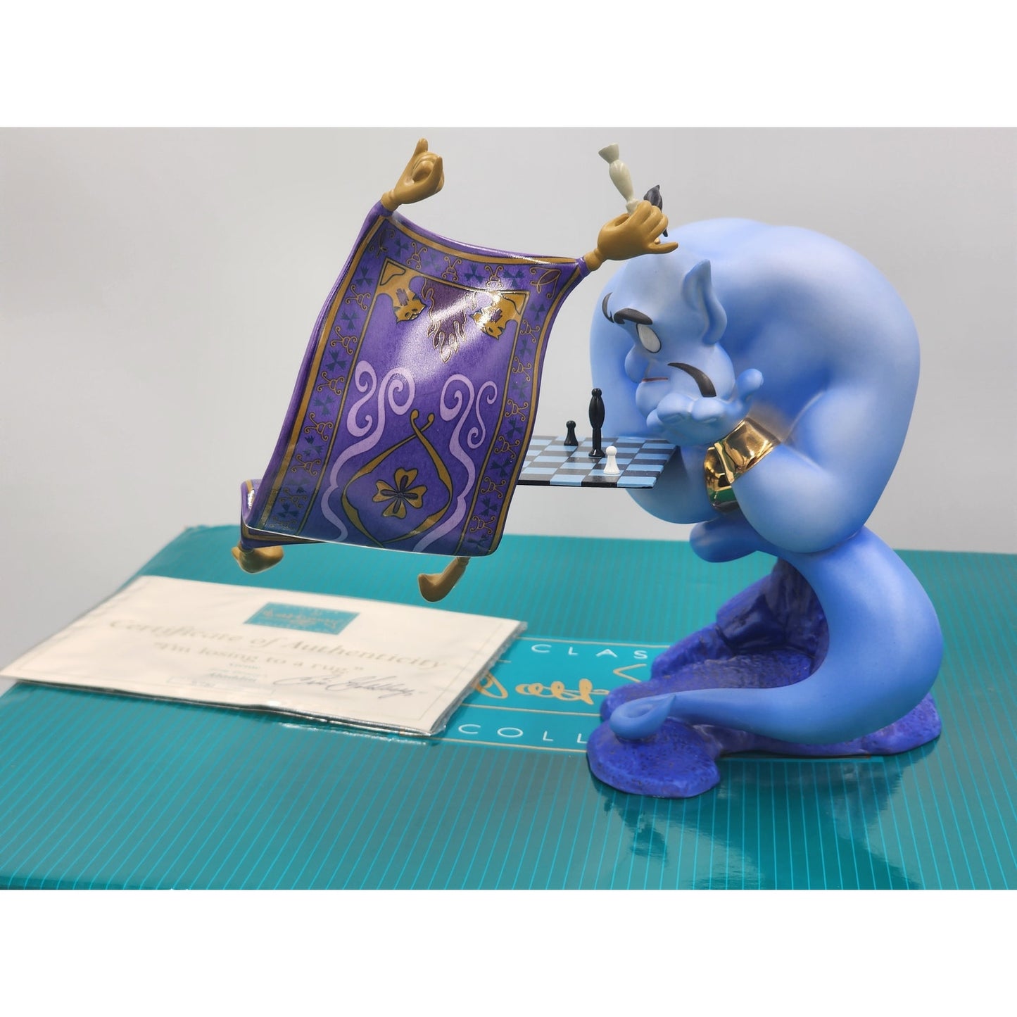 WDCC Aladdin Genie Chess Figurine I’m Losing to a Rug Figure LE Retired COA Box