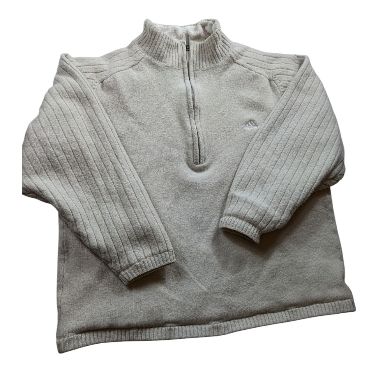 Adidas Fleece Sweater Mens Large Ribbed Knit Pullover Athleisure Sweatshirt Mesh