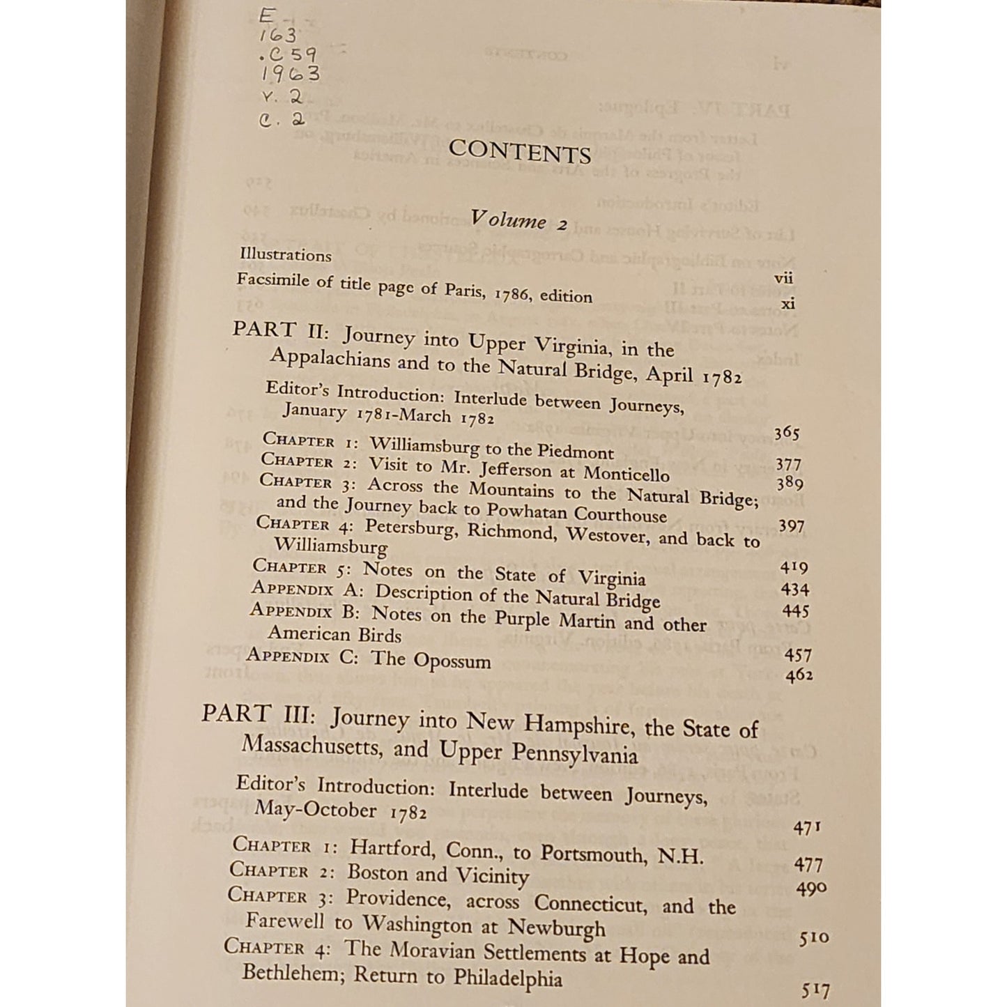 Travels In North America In Years 1780-1782 By Marquis De Chastellux Vol 2 1962