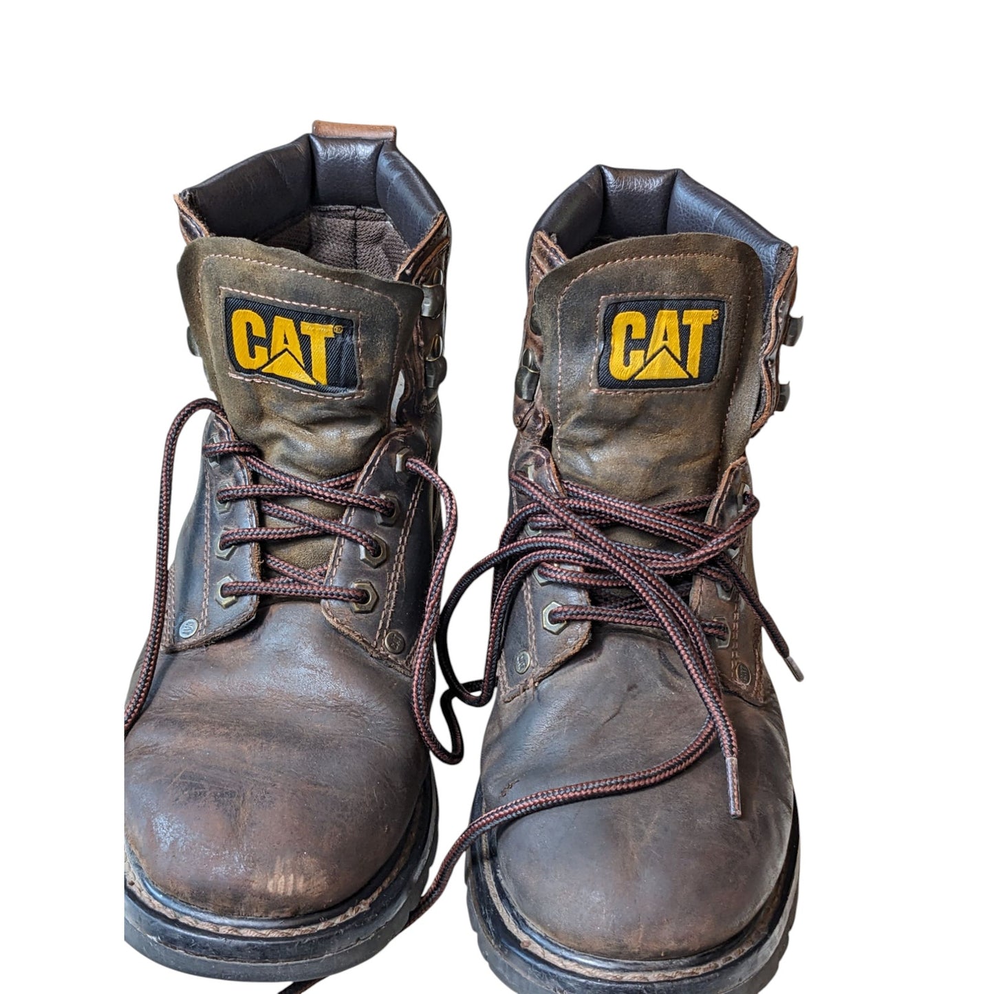 Caterpillar Work Boots Mens 10.5 Brown Leather Steel Toe Safety Oil Resistant