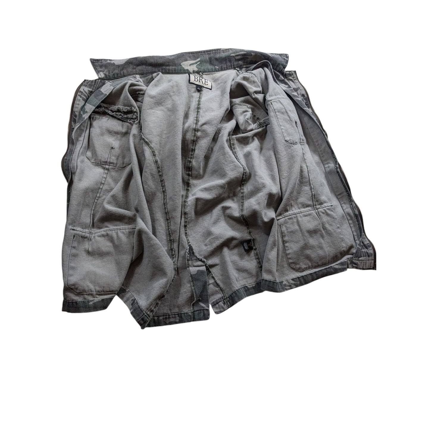 BKE Camo Utility Jacket Womens Large Military Style Zip Up Field Coat Sweatshirt