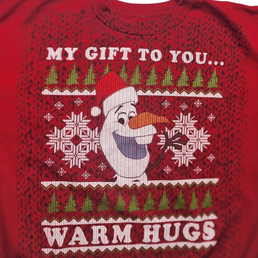 Disney Frozen Christmas Sweatshirt XL Red Ugly Sweater Holiday Graphic Pullover