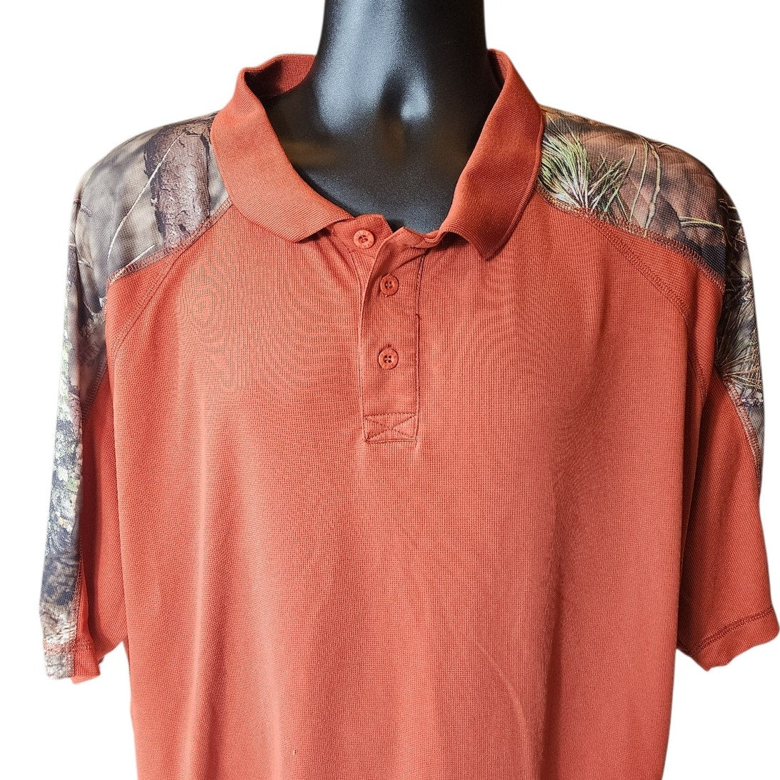 Guide Gear Polo Shirt Men 3XL Camo Shoulder Rust Orange Performance Hunting Golf