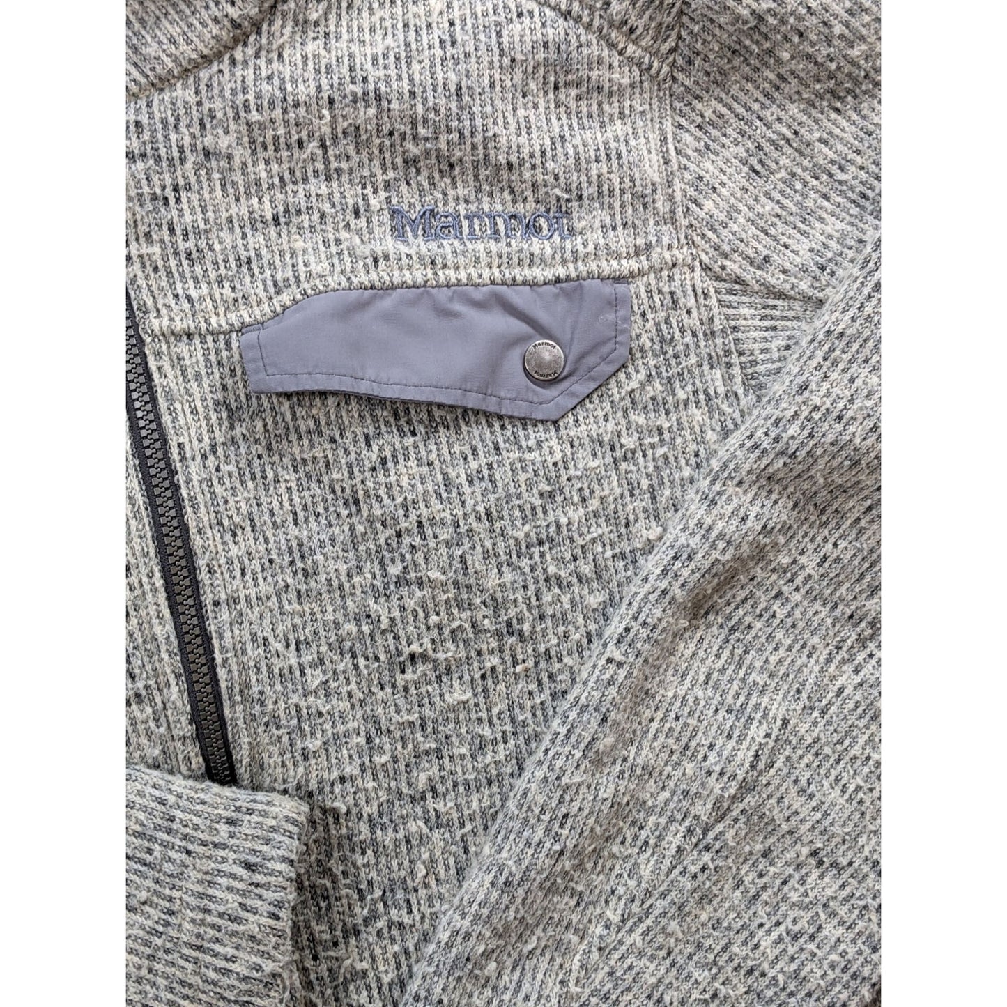 Marmot Full Zip Wool Blend Fleece Jacket Mens Large Gray Outdoor Hiking