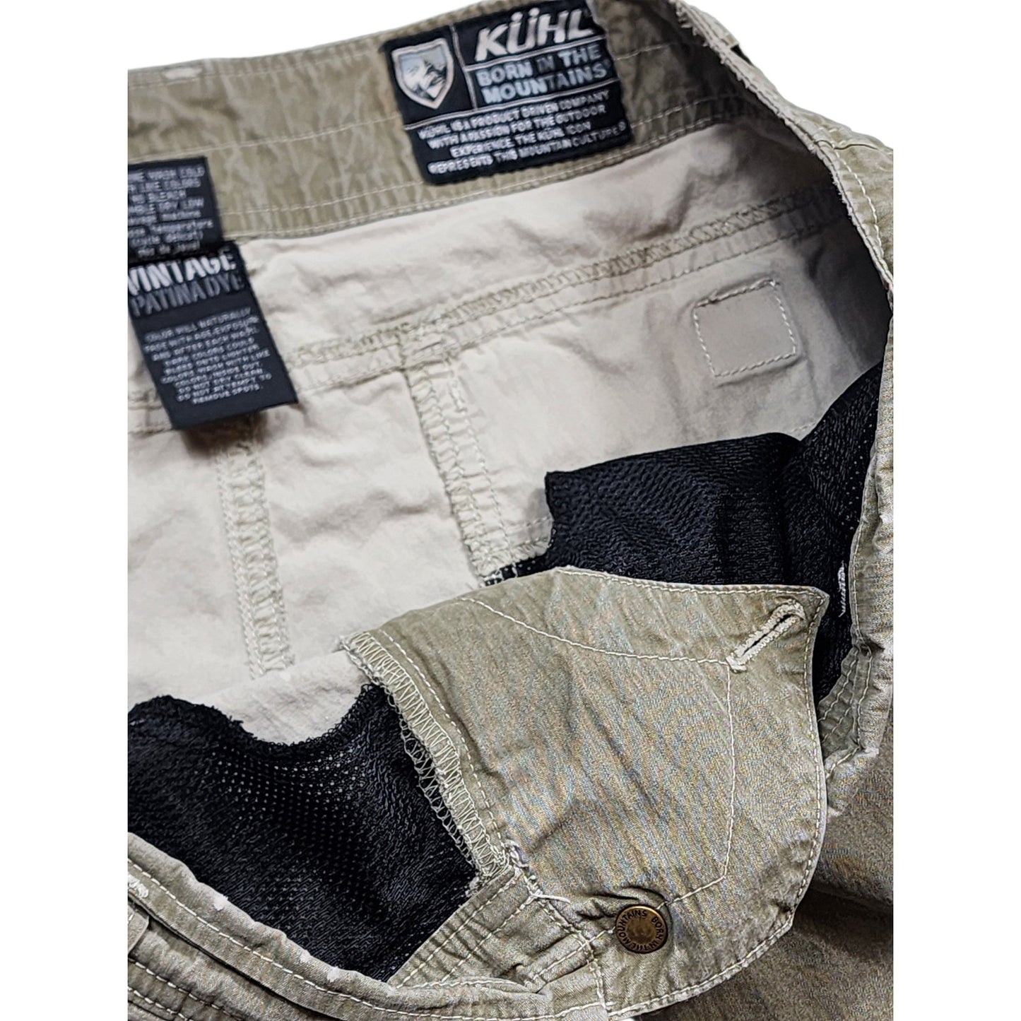 KUHL Shorts Mens 36 Mountain Cargo Rugged Hiking Tactical Utility Vintage Patina