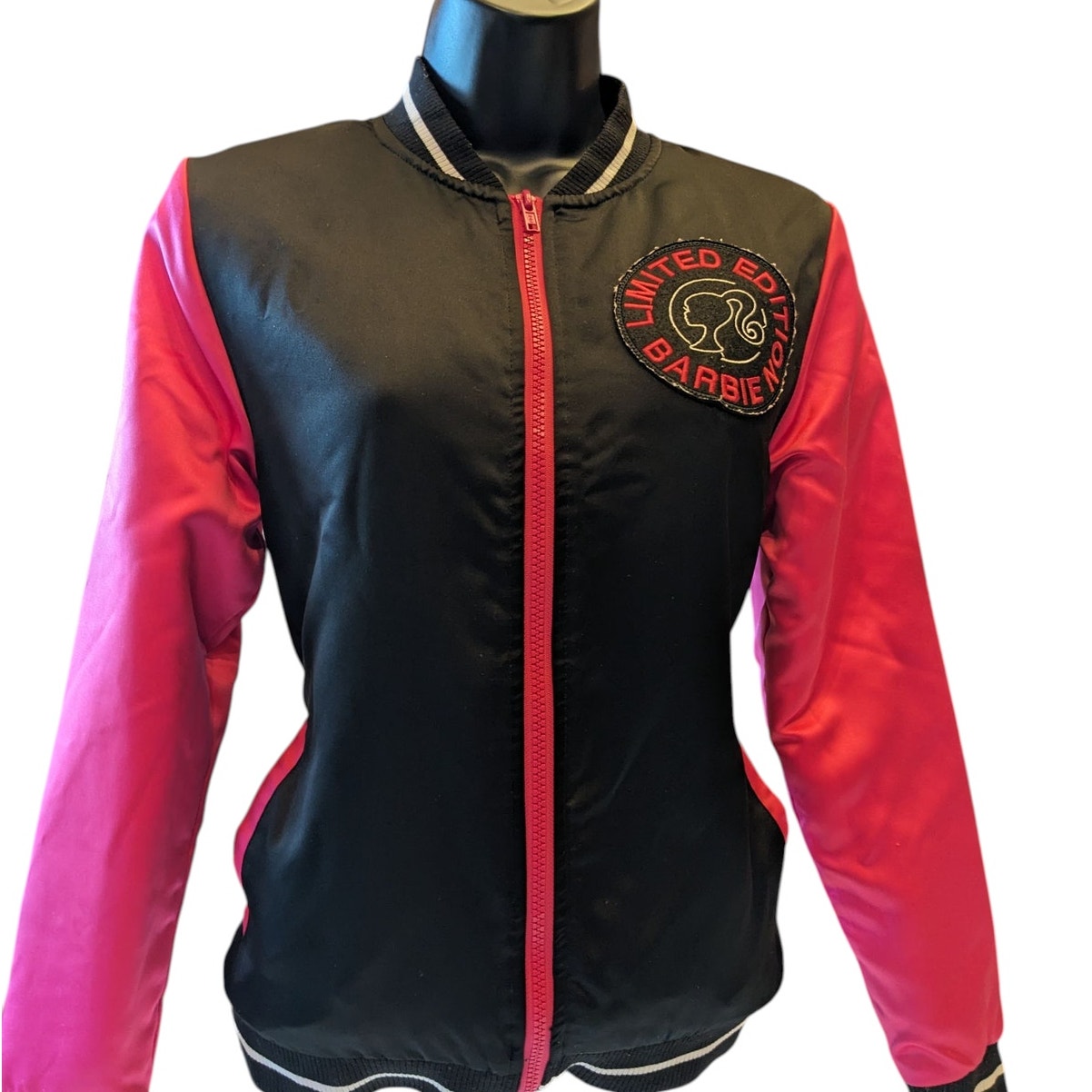 Barbie Limited Edition Varsity Jacket Girls XL 14-16 Bomber Car Graphic 117508