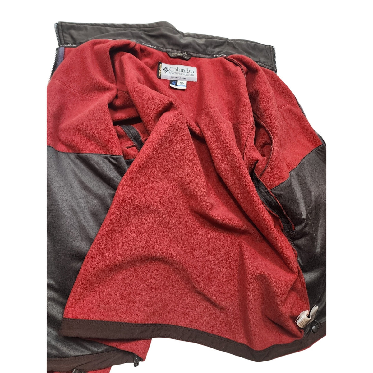 Columbia Titanium Fleece Jacket Mens XL Red Brown Full Zip Interchange Gorpcore