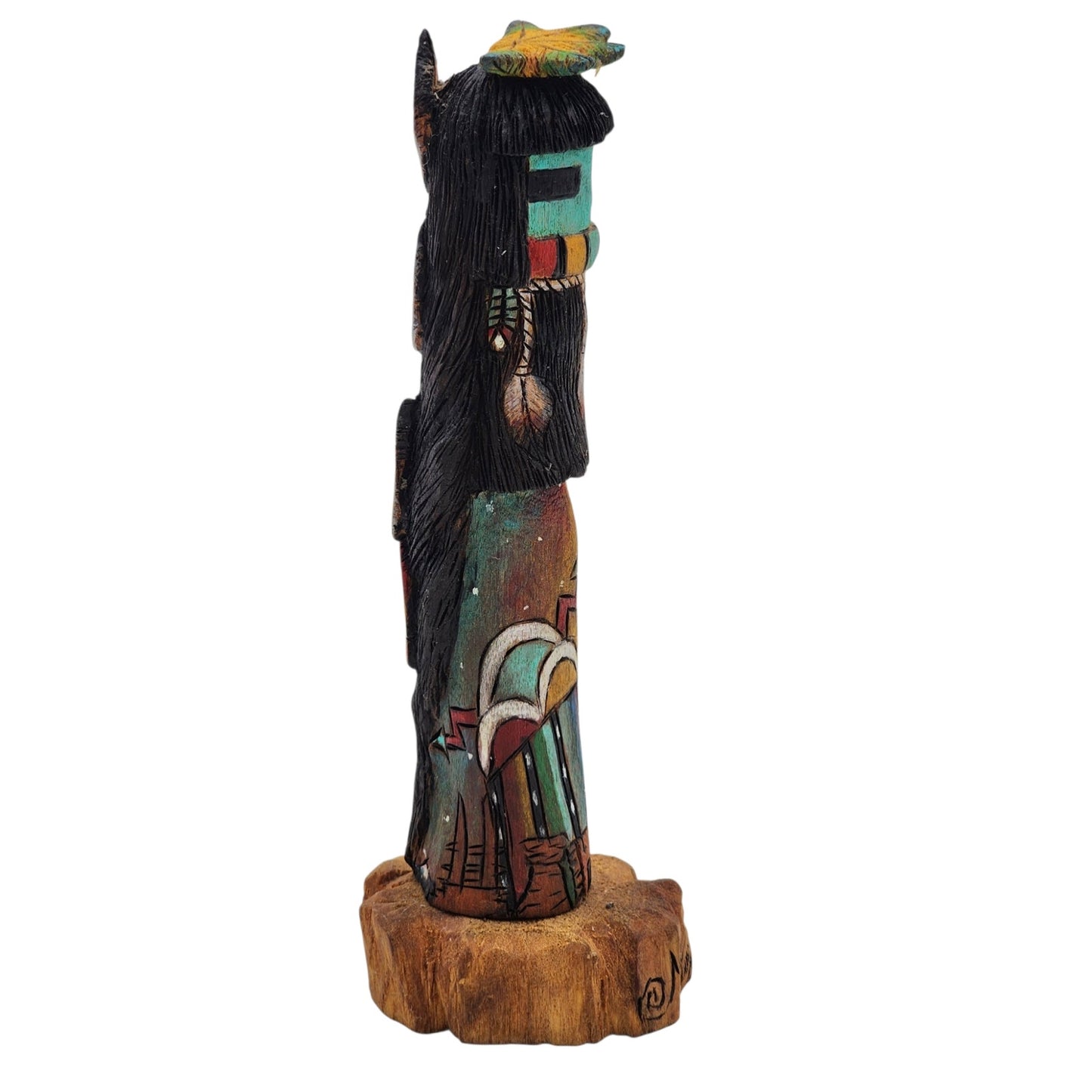 Kachina Long Hair Katsina Signed M. Huma Tewa Hopi First Mesa Native American 8"